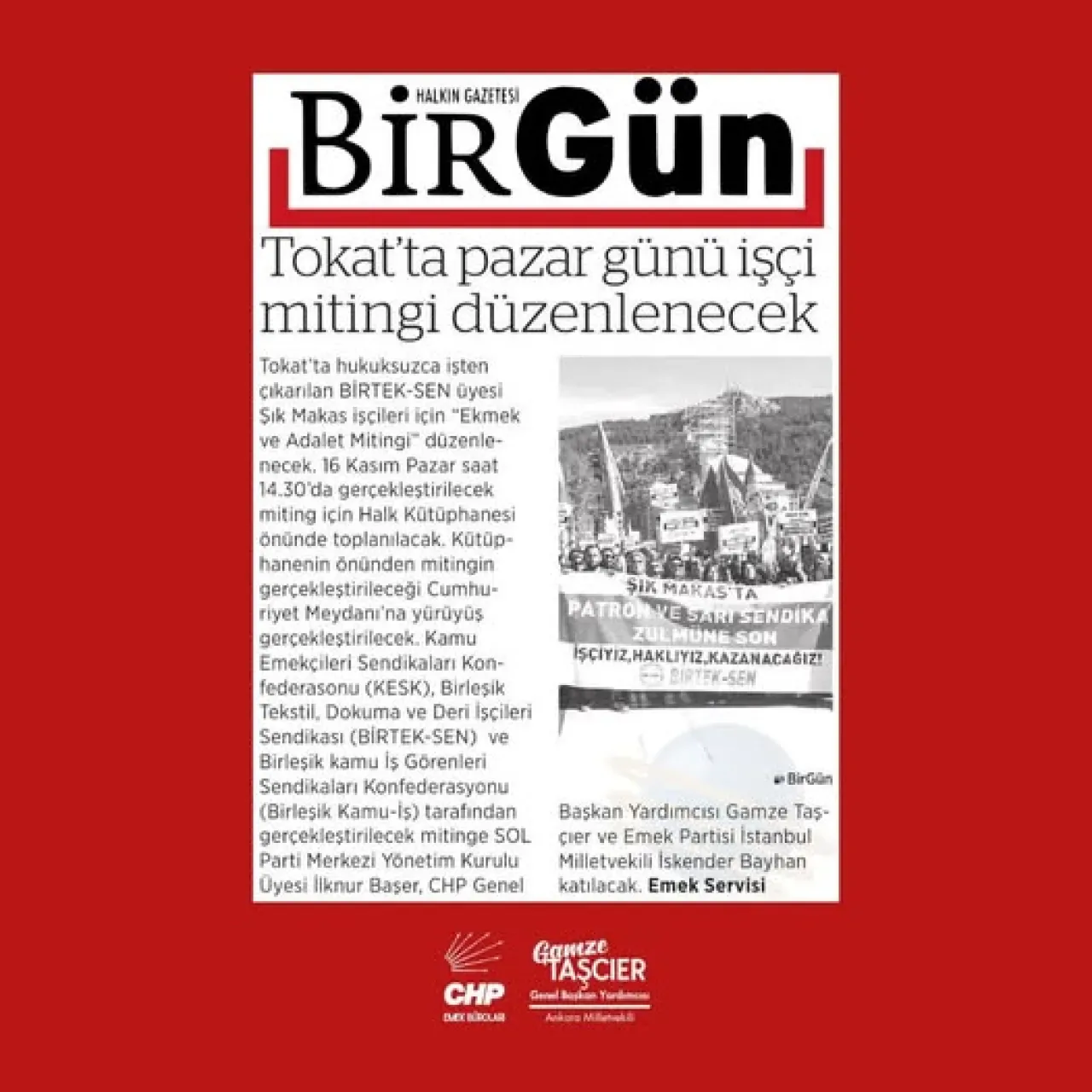 CHP'li Gamze Taşçıer, Tokat'ta Ekmek ve Adalet Mitingi'ne Katılacak CHP'li Gamze Taşçıer, Tokat'ta Ekmek ve Adalet Mitingi'ne Katılacak