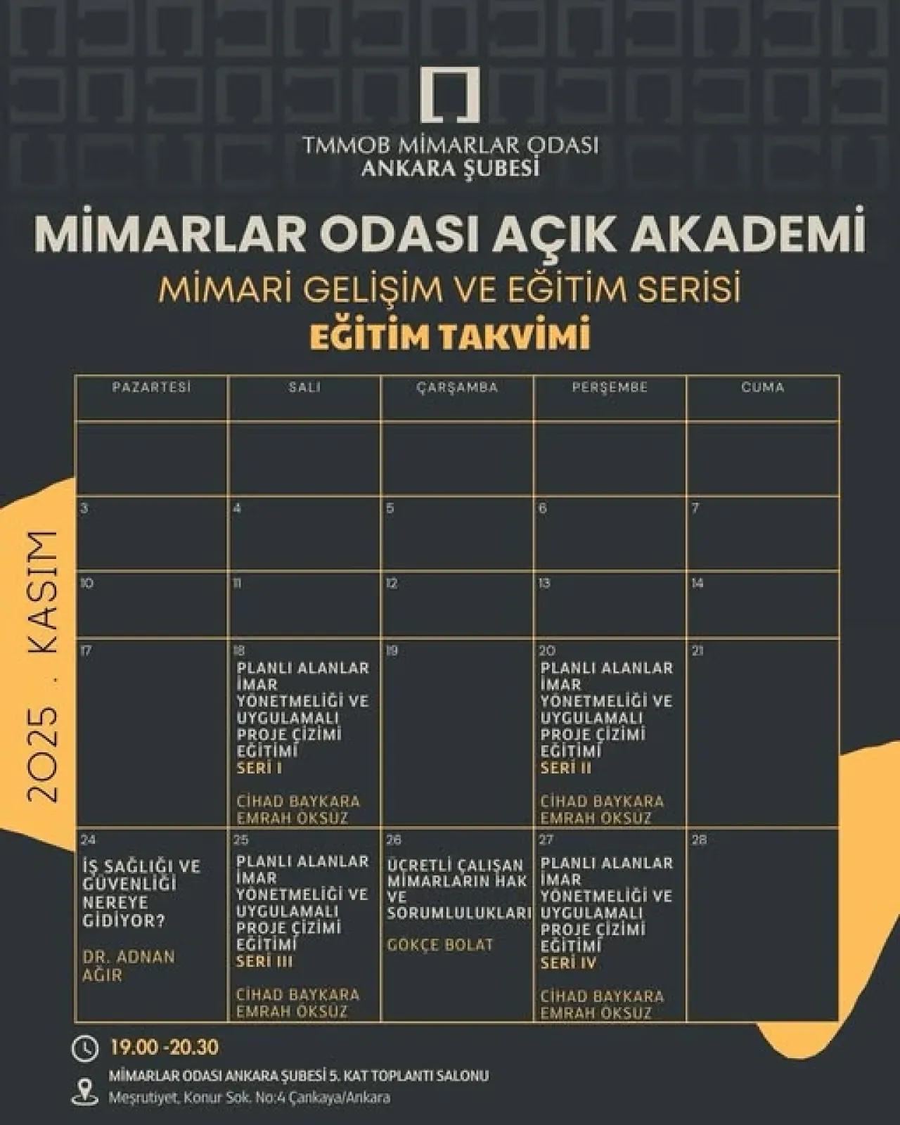 Mimarlar Odası Ankara Şubesi, Mimari Gelişim ve Eğitim Serisi'ni Başlatıyor Mimarlar Odası Ankara Şubesi, Mimari Gelişim ve Eğitim Serisi'ni Başlatıyor