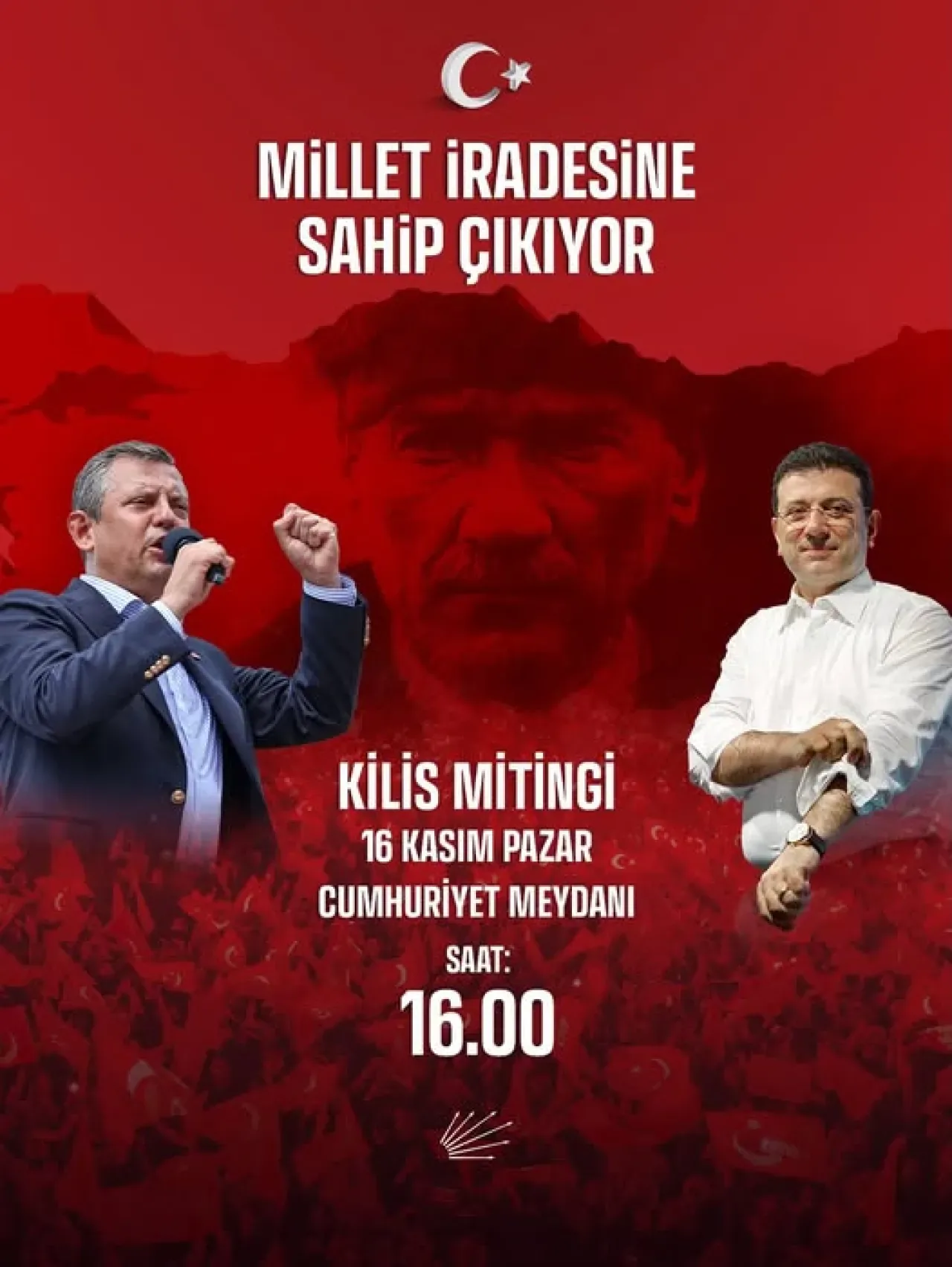 Kilis, 16 Kasım Pazar Günü Ekrem İmamoğlu İçin Umut ve Dayanışmaya Ev Sahipliği Yapacak Kilis, 16 Kasım Pazar Günü Ekrem İmamoğlu İçin Umut ve Dayanışmaya Ev Sahipliği Yapacak