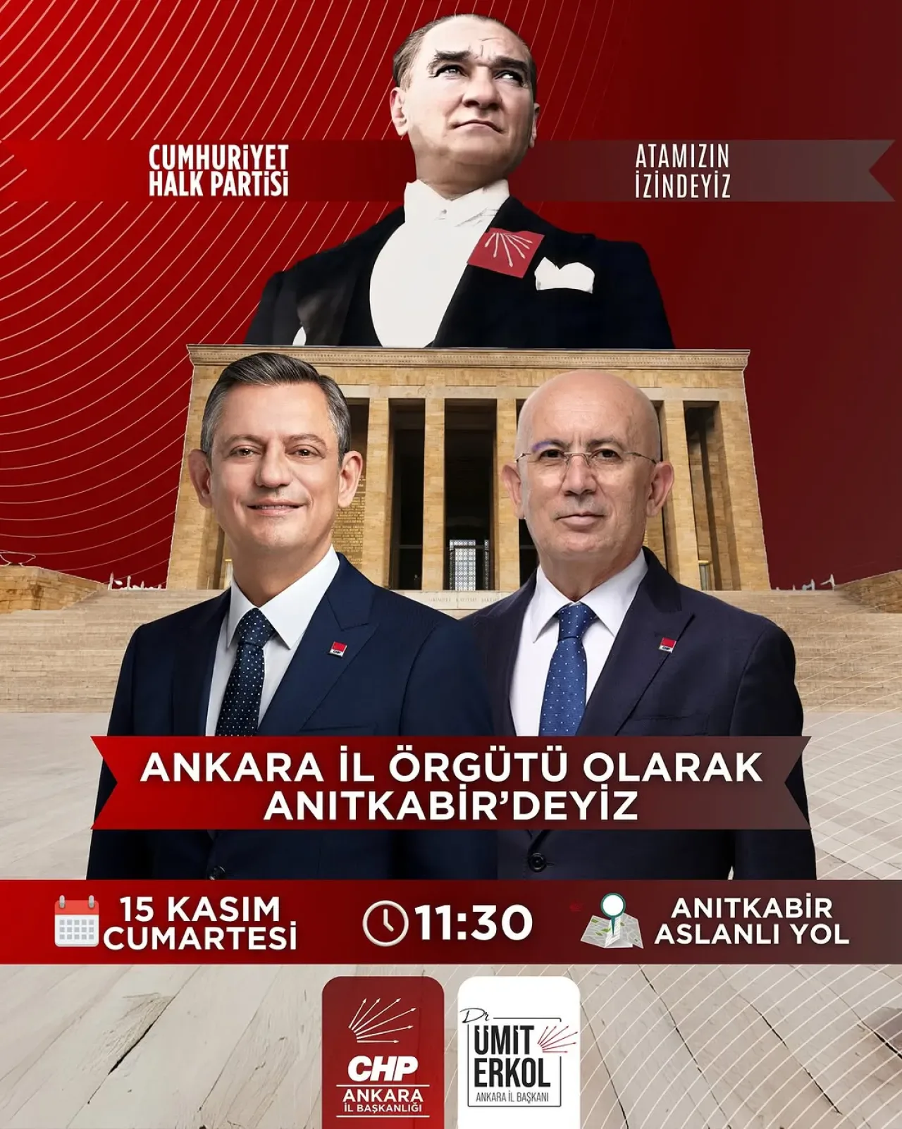 CHP Ankara İl Örgütü, Atatürk'ü Anmak İçin Anıtkabir'de Buluşacak CHP Ankara İl Örgütü, Atatürk'ü Anmak İçin Anıtkabir'de Buluşacak