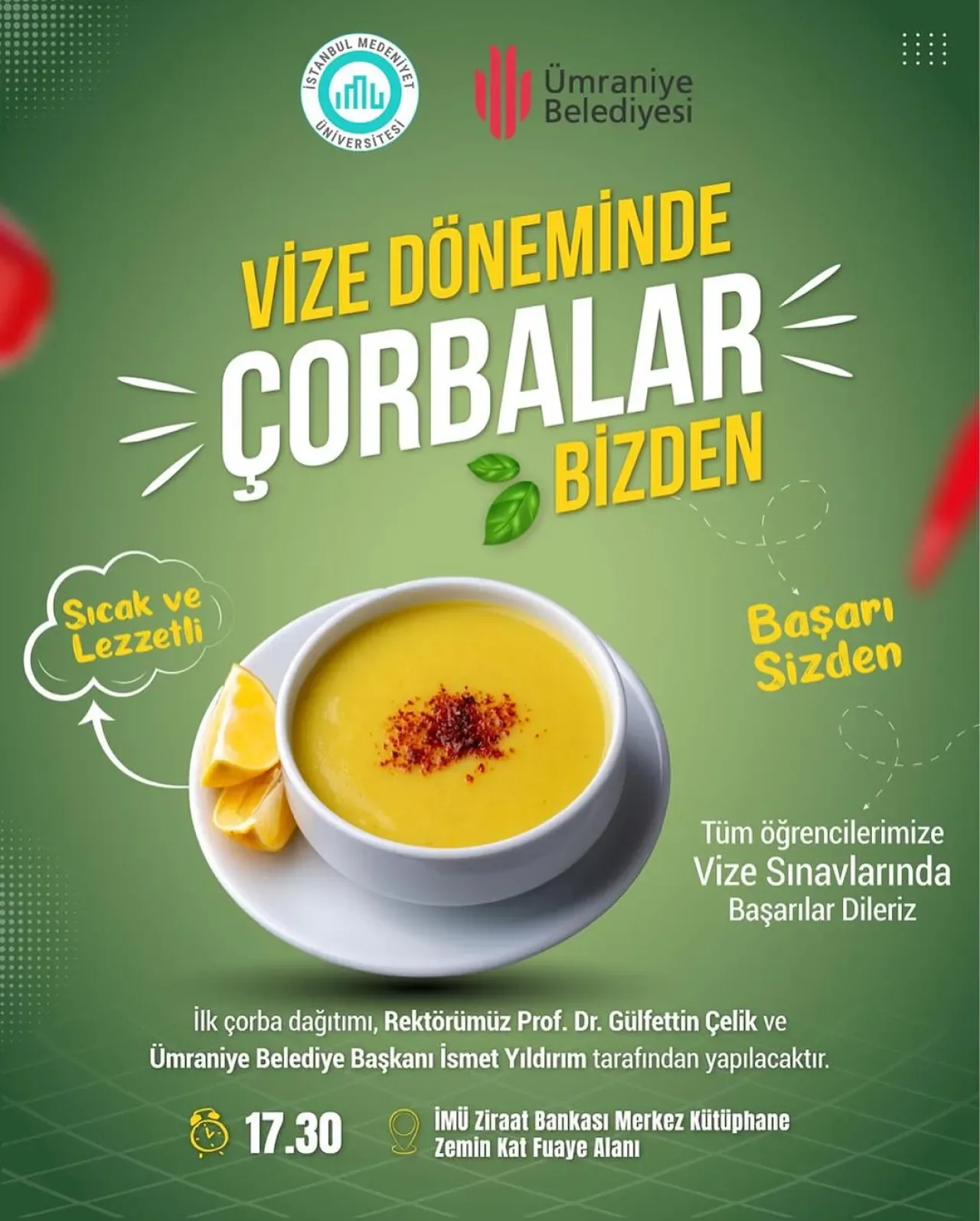 İstanbul Medeniyet Üniversitesi'nden Öğrencilere Vize Döneminde Sıcak Çorba Desteği İstanbul Medeniyet Üniversitesi'nden Öğrencilere Vize Döneminde Sıcak Çorba Desteği