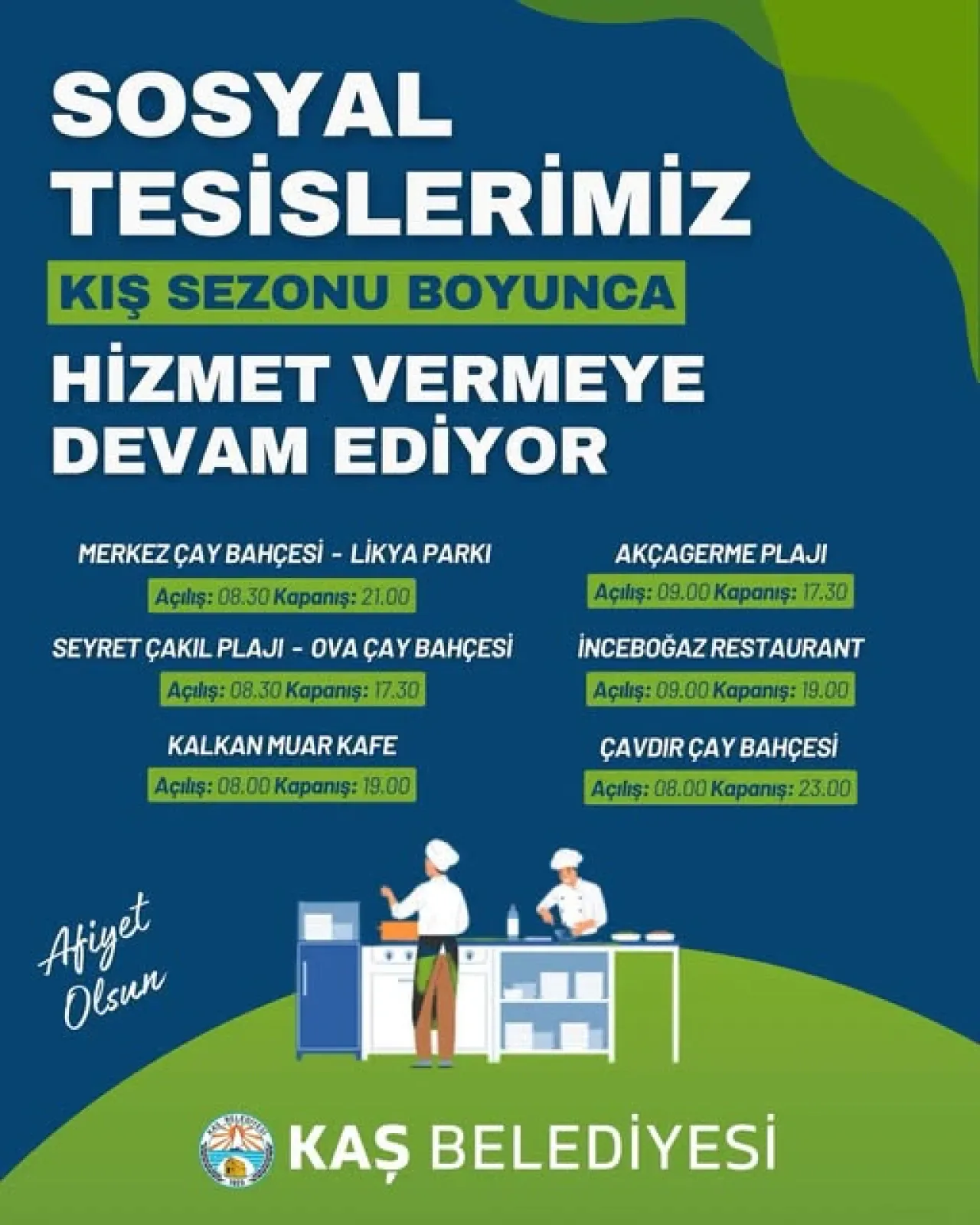 Kaş Belediyesi Sosyal Tesisleri Kışın da Açık Kaş Belediyesi Sosyal Tesisleri Kışın da Açık