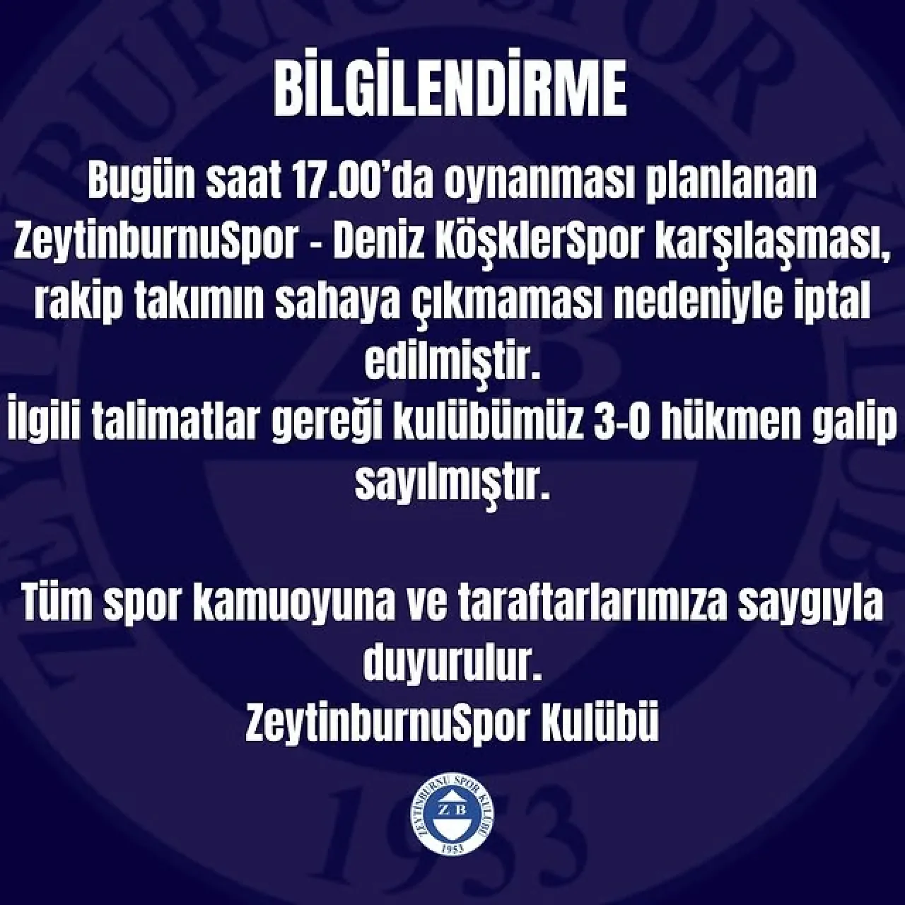 Zeytinburnuspor Maçı Rakibin Saha Çıkmamasıyla Hükmen Galip Geldi Zeytinburnuspor Maçı Rakibin Saha Çıkmamasıyla Hükmen Galip Geldi