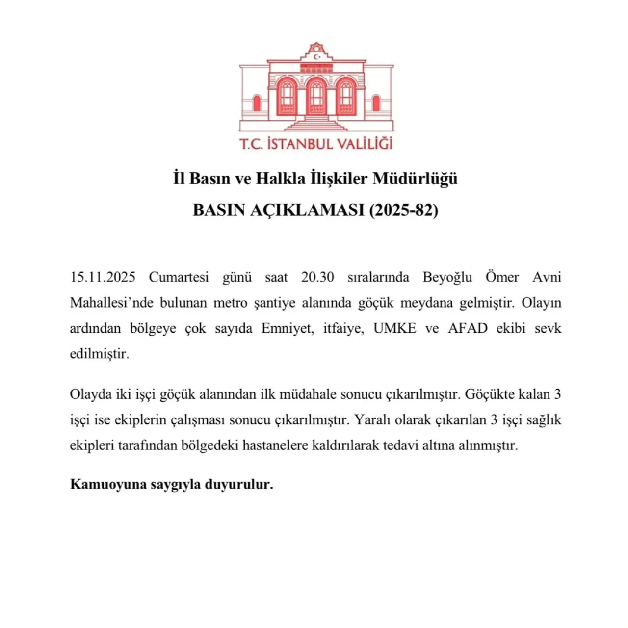 Beyoğlu'nda Metro Şantiyesinde Göçük Meydana Geldi Beyoğlu'nda Metro Şantiyesinde Göçük Meydana Geldi