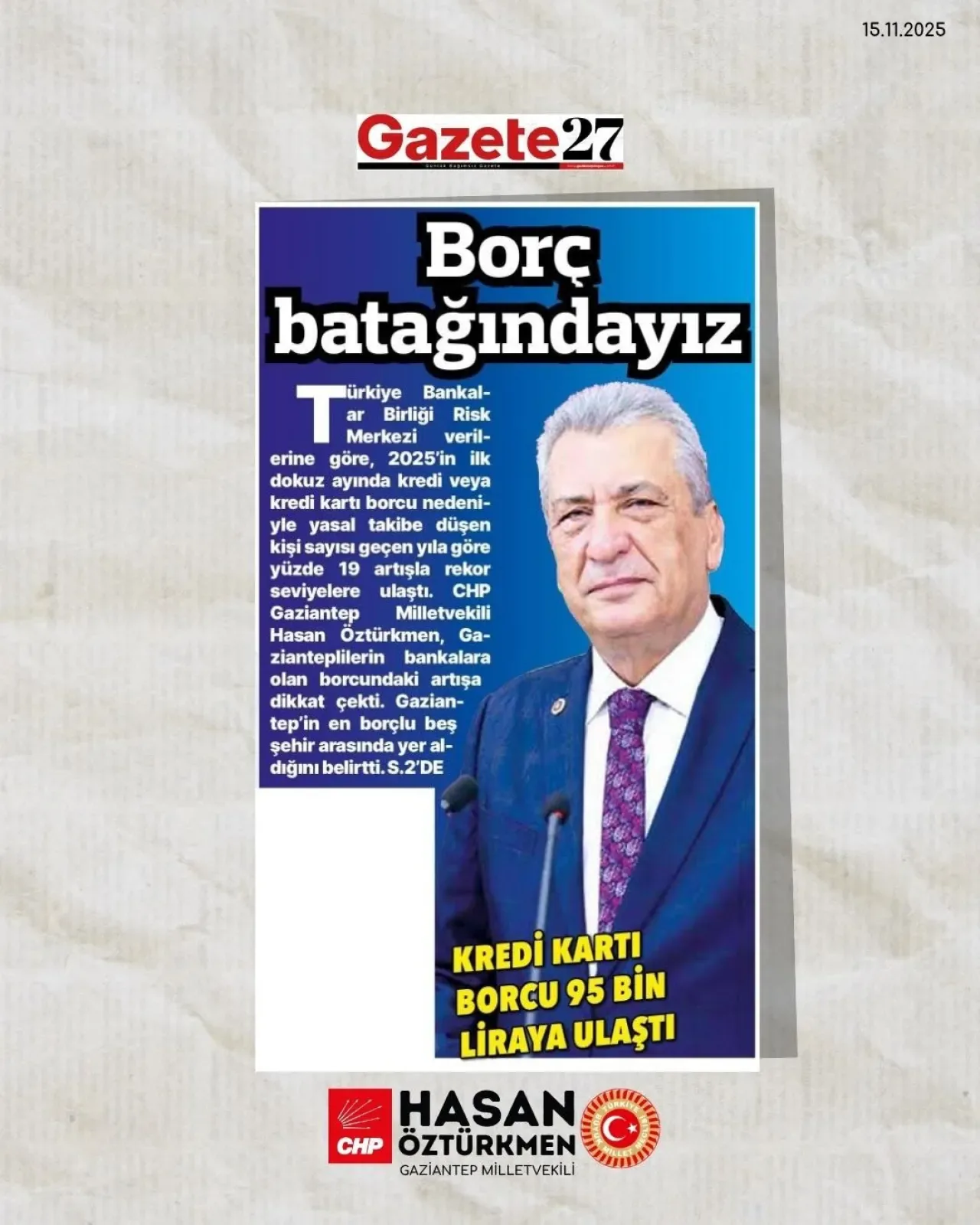 Gaziantep'te Borç Yükü Tsunamisi: 2,5 Milyon Kişinin Borcu Katlandı Gaziantep'te Borç Yükü Tsunamisi: 2,5 Milyon Kişinin Borcu Katlandı