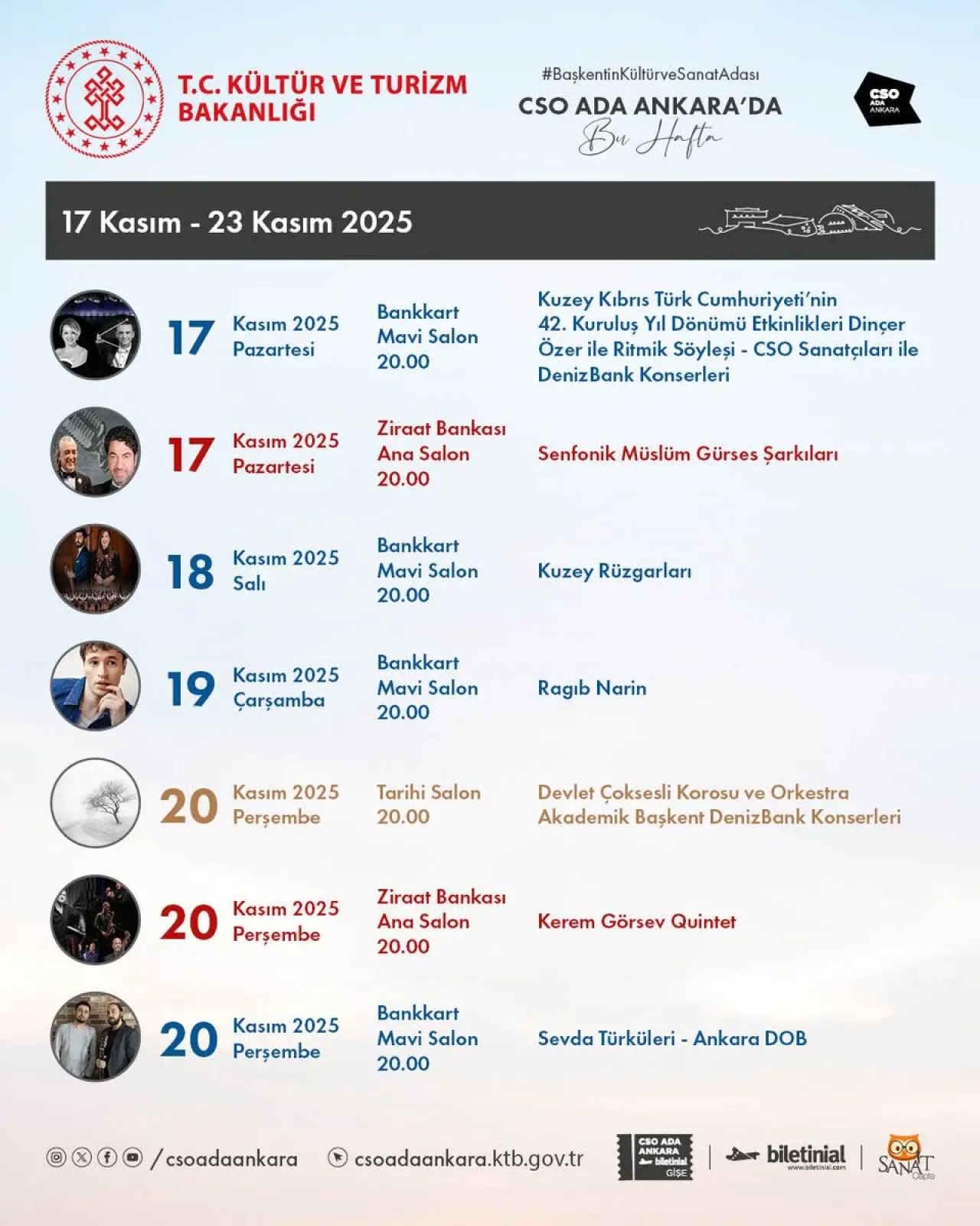 CSO Ada Ankara'da 17-23 Kasım Haftalık Sanat ve Müzik Takvimi CSO Ada Ankara'da 17-23 Kasım Haftalık Sanat ve Müzik Takvimi