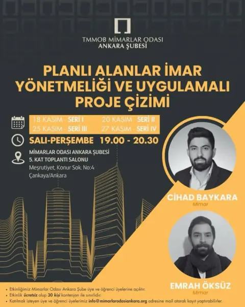Planlı Alanlar İmar Yönetmeliği ve Proje Çizimi Eğitimi Ankara'da Başlıyor