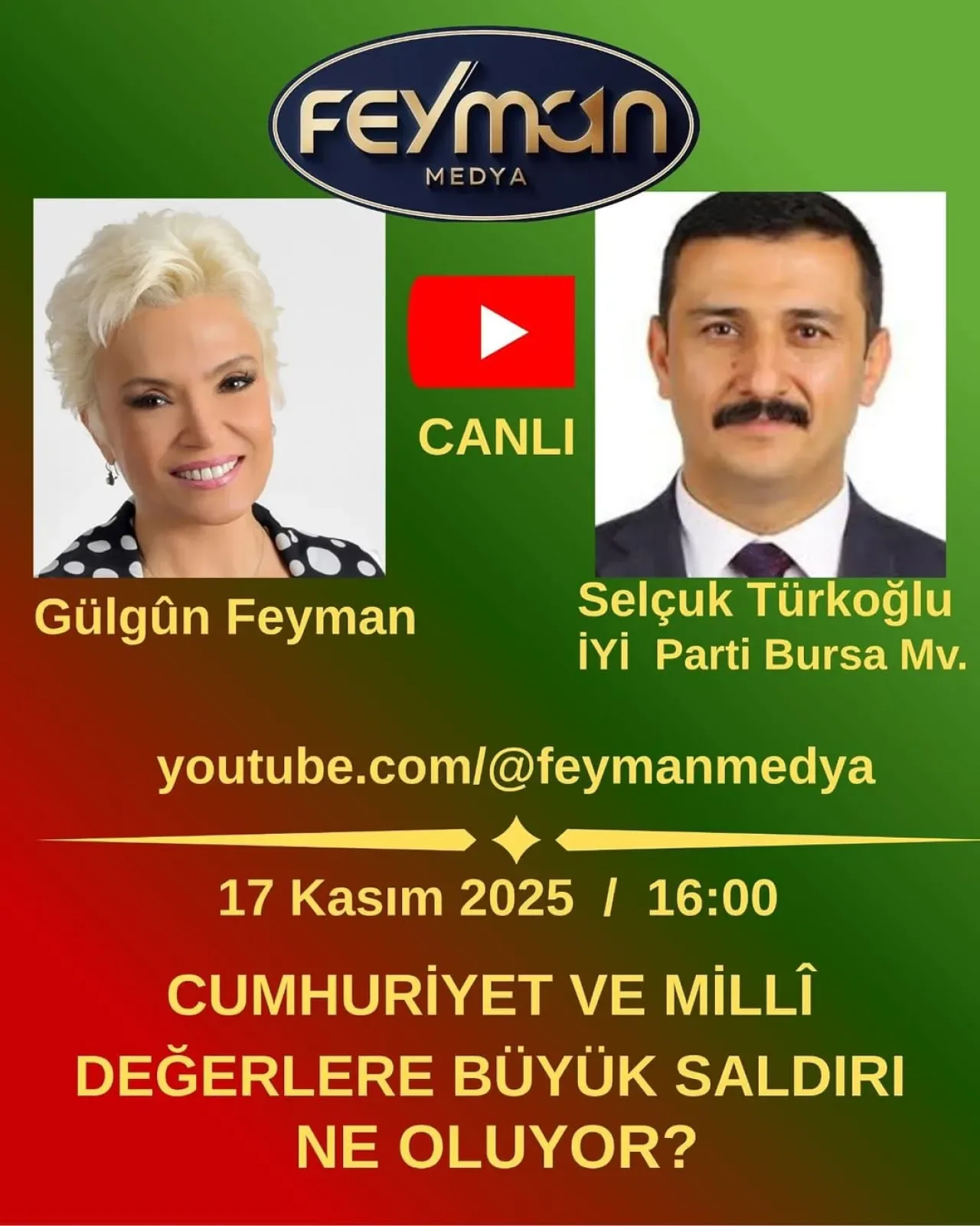 İYİ Parti Milletvekili Yüksel Selçuk Türkoğlu, Cumhuriyet'e Yönelik Saldırıları Feyman Medya'da Değerlendirecek İYİ Parti Milletvekili Yüksel Selçuk Türkoğlu, Cumhuriyet'e Yönelik Saldırıları Feyman Medya'da Değerlendirecek
