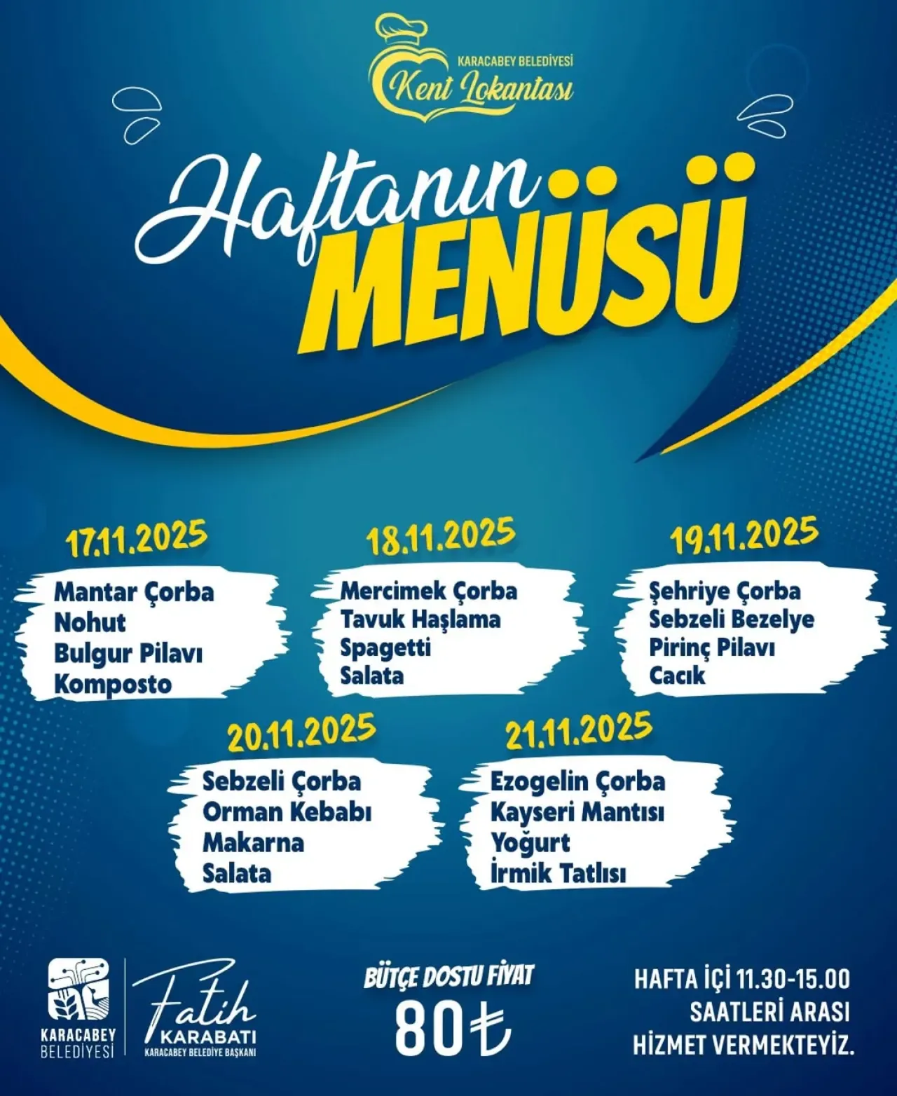 Karacabey'de Haftanın Yemek Menüsü Belli Oldu Karacabey'de Haftanın Yemek Menüsü Belli Oldu