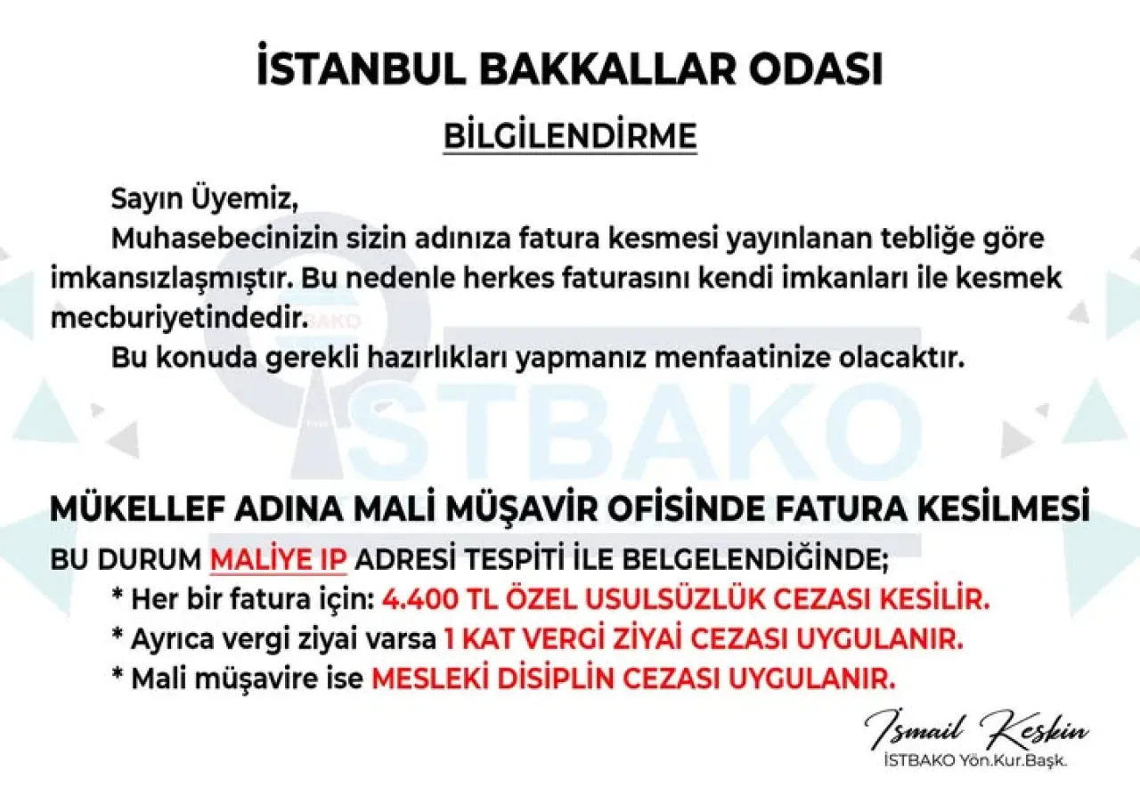 İstanbul Bakkallar Odası'ndan Sektöre Yönelik Önemli Bilgilendirme İstanbul Bakkallar Odası'ndan Sektöre Yönelik Önemli Bilgilendirme