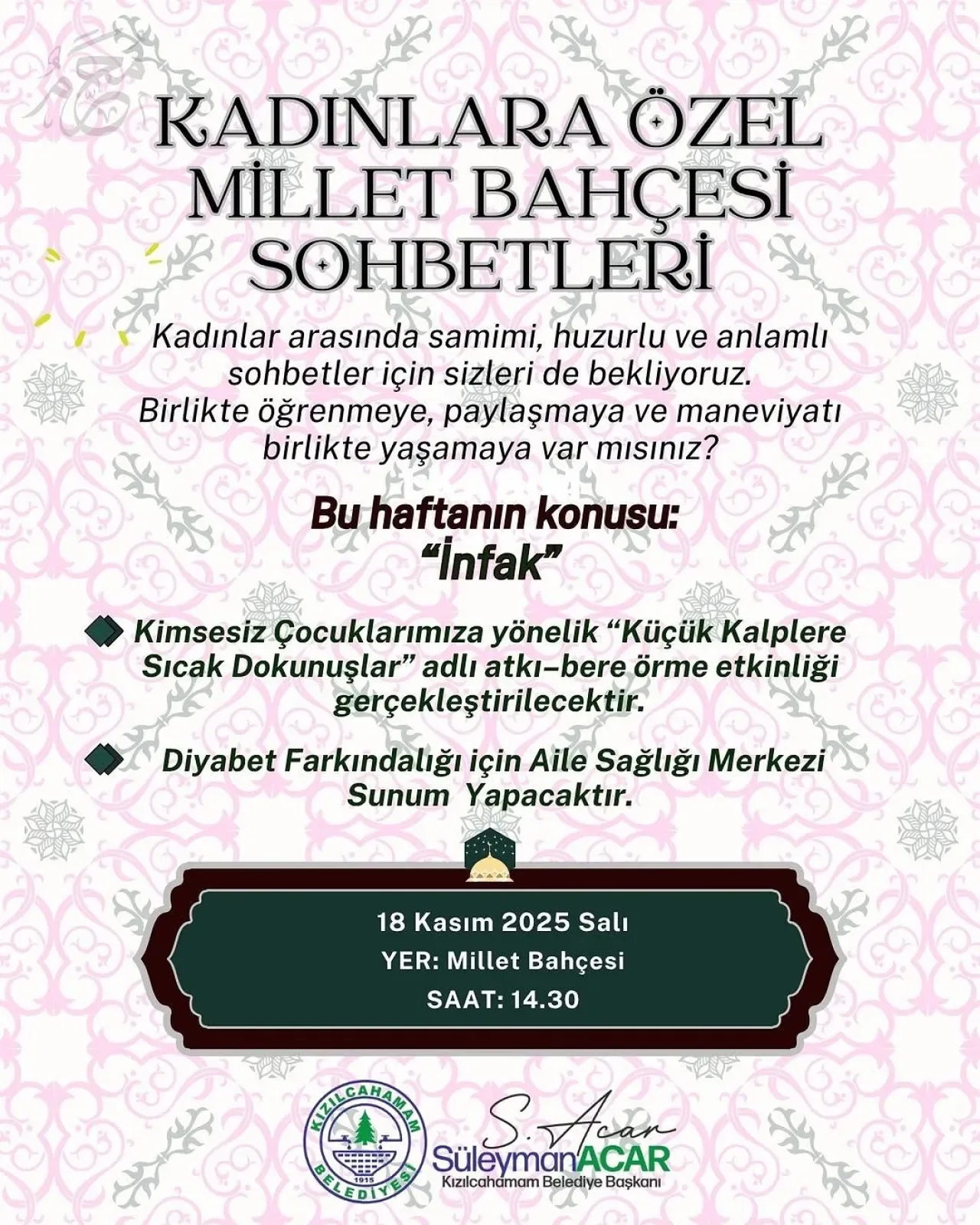 Kızılcahamam'da Kadınlara Özel Millet Bahçesi Sohbetleri ve Anlamlı Etkinlik Kızılcahamam'da Kadınlara Özel Millet Bahçesi Sohbetleri ve Anlamlı Etkinlik