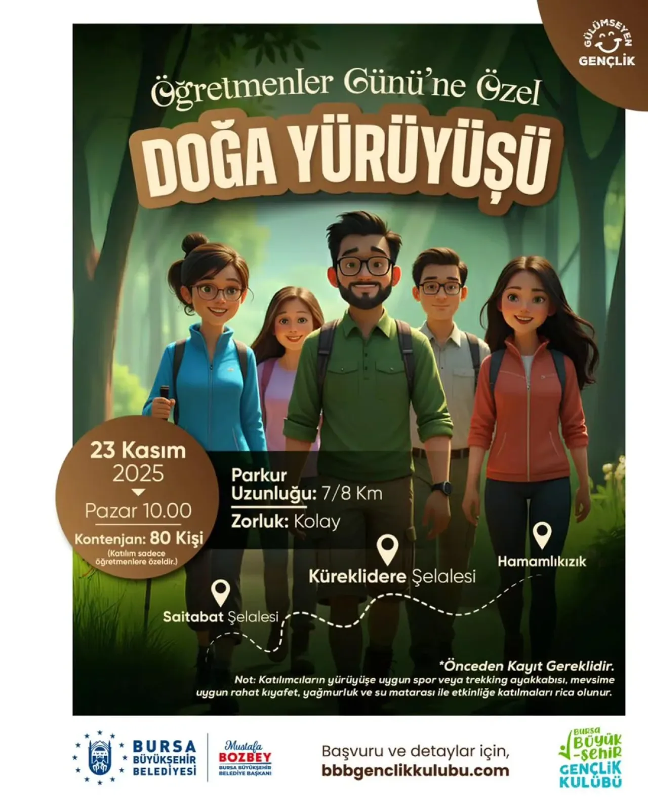 Bursa'da Öğretmenler Günü Doğa Yürüyüşü ile Kutlanacak Bursa'da Öğretmenler Günü Doğa Yürüyüşü ile Kutlanacak