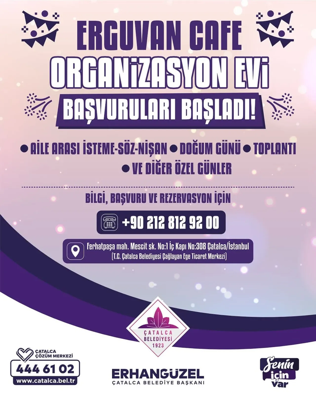 Çatalca Belediyesi Erguvan Cafe Organizasyon Evi'nde Başvurular Başladı Çatalca Belediyesi Erguvan Cafe Organizasyon Evi'nde Başvurular Başladı