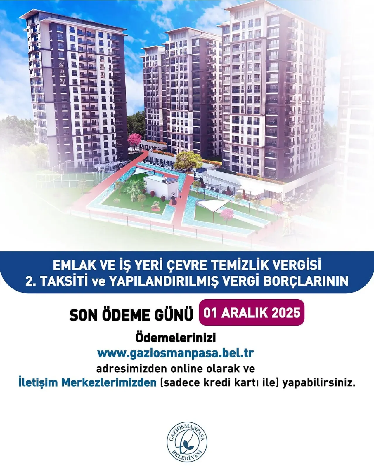 Gaziosmanpaşa'da Çevre Temizlik Vergisi İkinci Taksit Ödemesi İçin Son Tarih 1 Aralık Gaziosmanpaşa'da Çevre Temizlik Vergisi İkinci Taksit Ödemesi İçin Son Tarih 1 Aralık