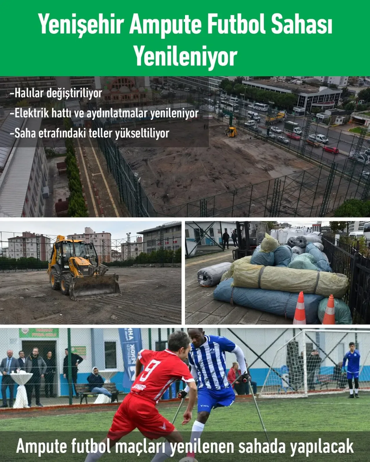 İstanbul Pendik'te Yenişehir Ampute Futbol Sahası Yenileniyor İstanbul Pendik'te Yenişehir Ampute Futbol Sahası Yenileniyor