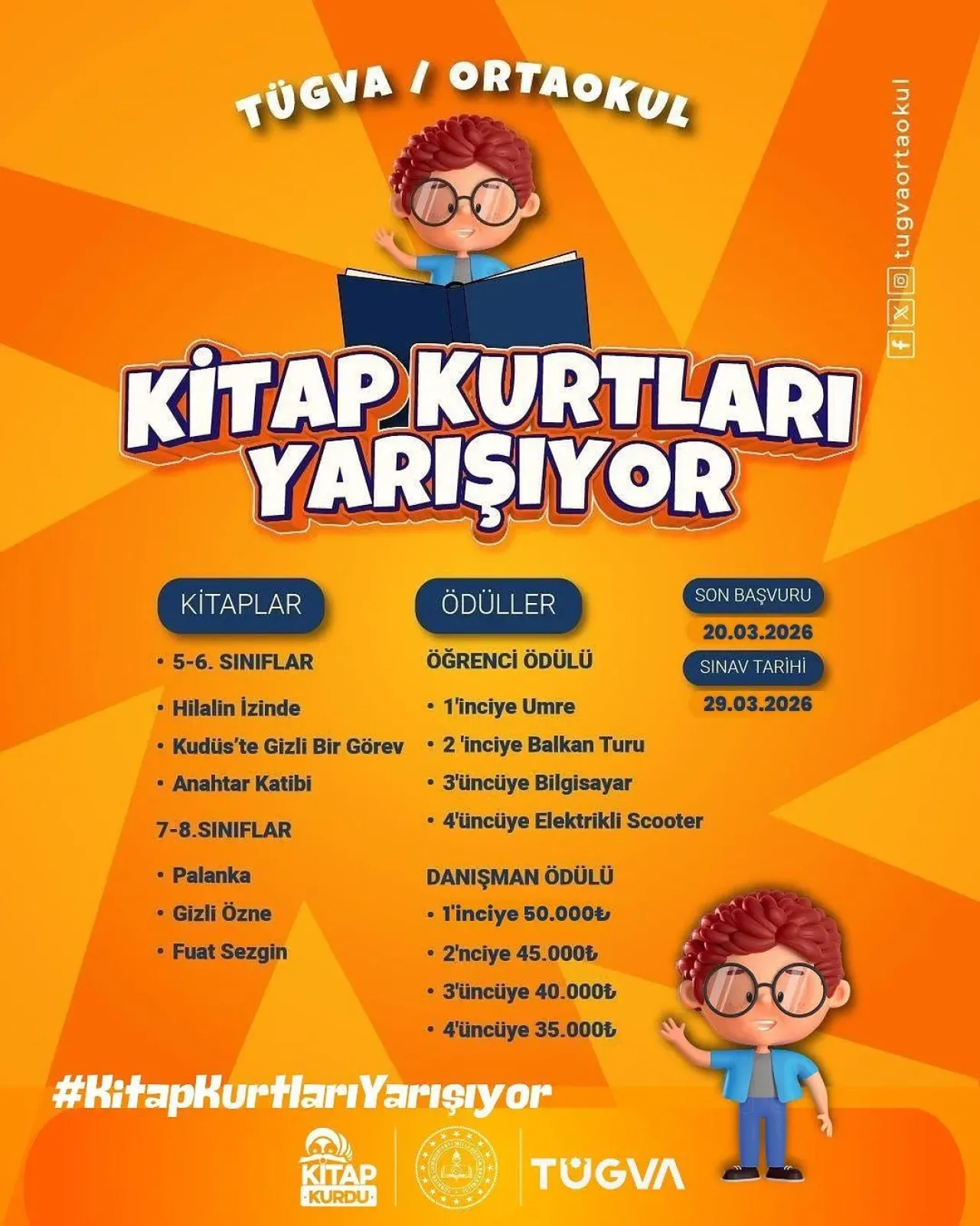 İstanbul TÜGVA Beykoz'dan Ortaokul Öğrencileri İçin Kitap Kurtları Yarışması İstanbul TÜGVA Beykoz'dan Ortaokul Öğrencileri İçin Kitap Kurtları Yarışması