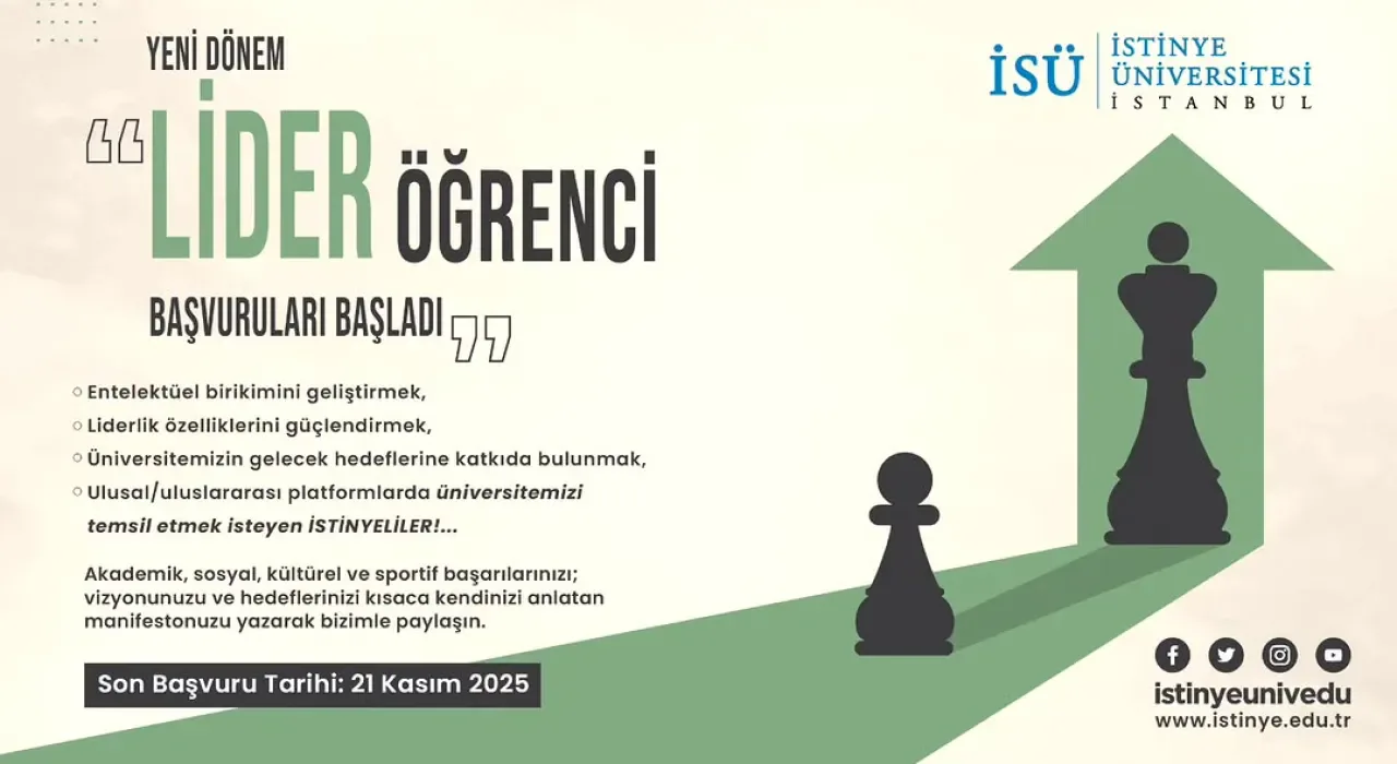İstinye Üniversitesi'nde Lider Öğrenci Programı Başvuruları Başladı İstinye Üniversitesi'nde Lider Öğrenci Programı Başvuruları Başladı