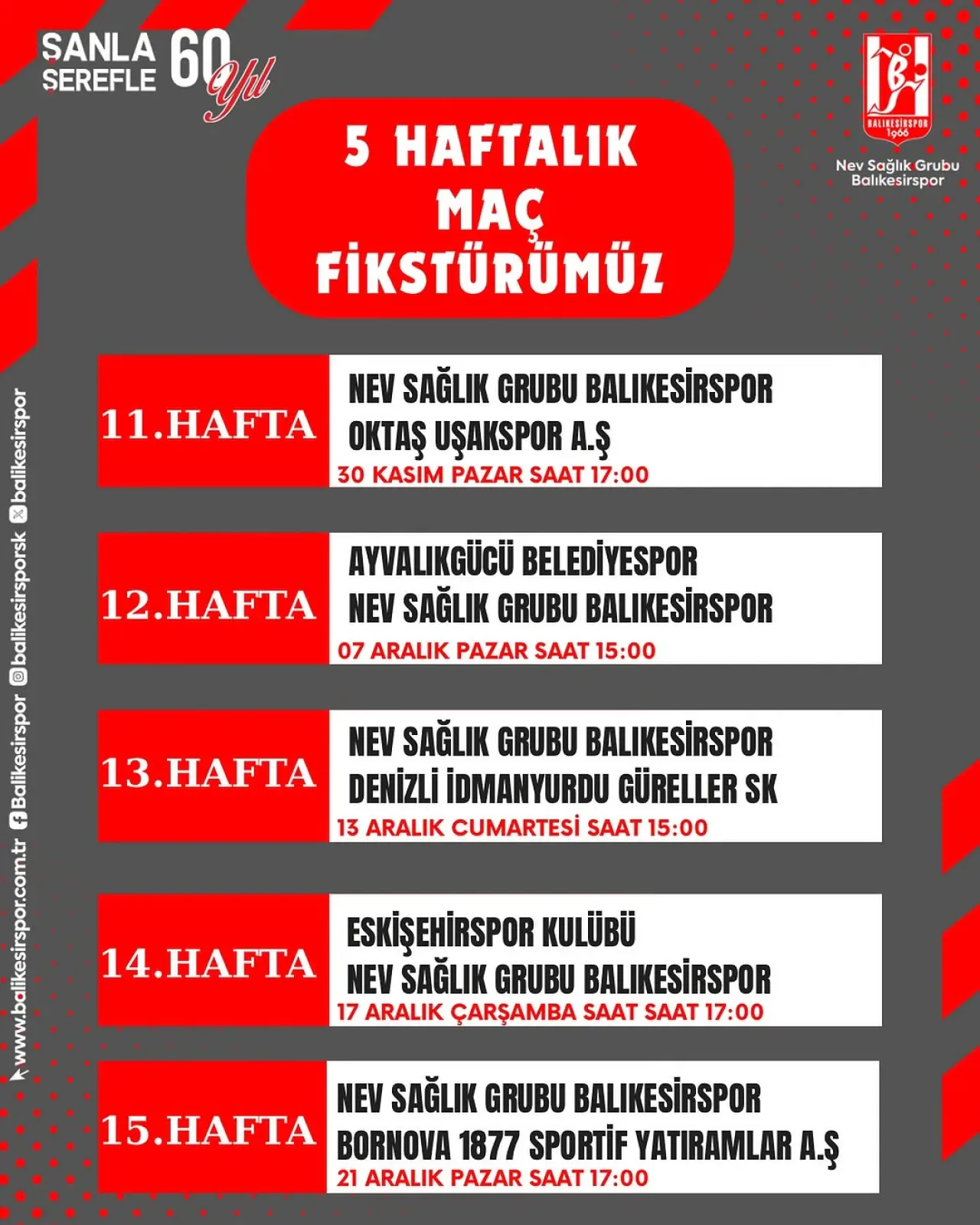 Balıkesirspor'un İlk Yarı Maç Programı Açıklandı Balıkesirspor'un İlk Yarı Maç Programı Açıklandı