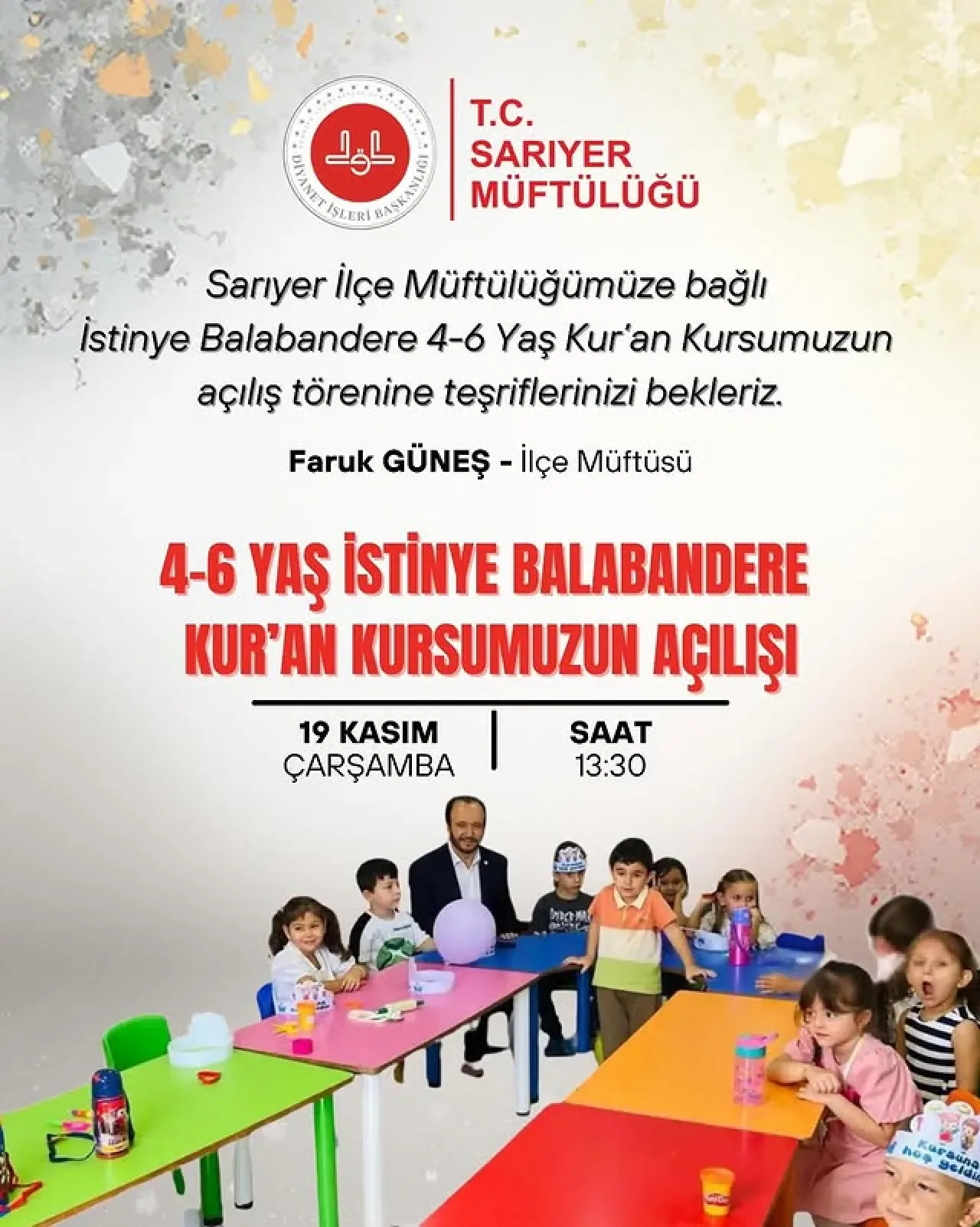 Sarıyer'de Yeni 4-6 Yaş Kur'an Kursu Açılıyor Sarıyer'de Yeni 4-6 Yaş Kur'an Kursu Açılıyor