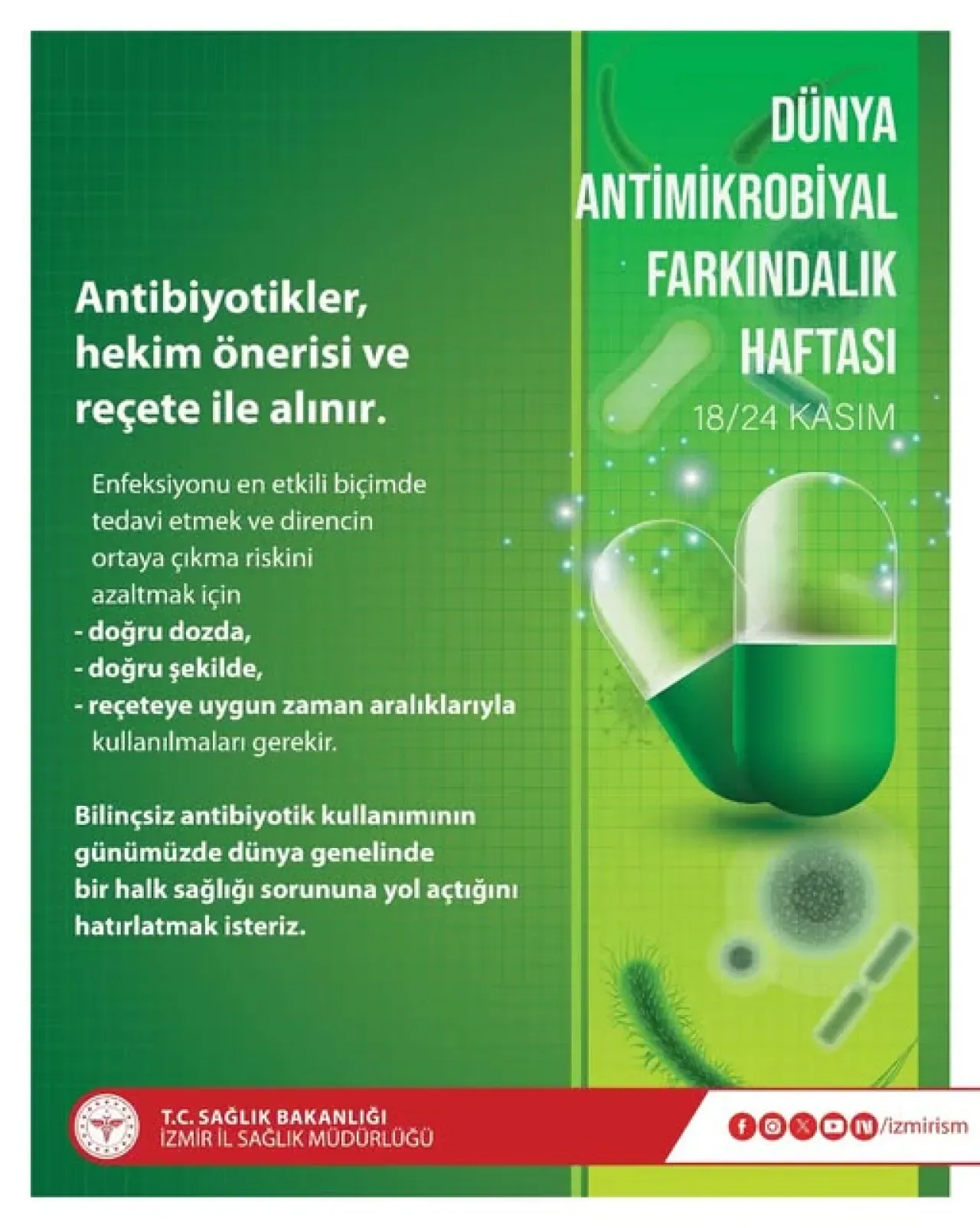 Antibiyotik Kullanımında Reçete Uyarısı: Dünya Antimikrobiyal Farkındalık Haftası'nda Önemli Açıklama Antibiyotik Kullanımında Reçete Uyarısı: Dünya Antimikrobiyal Farkındalık Haftası'nda Önemli Açıklama
