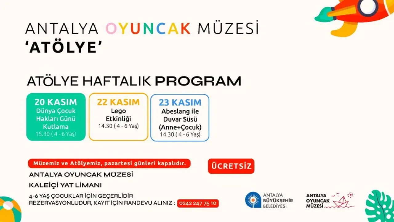 Antalya Oyuncak Müzesi'nde Çocuklar İçin Ücretsiz Etkinlikler Antalya Oyuncak Müzesi'nde Çocuklar İçin Ücretsiz Etkinlikler