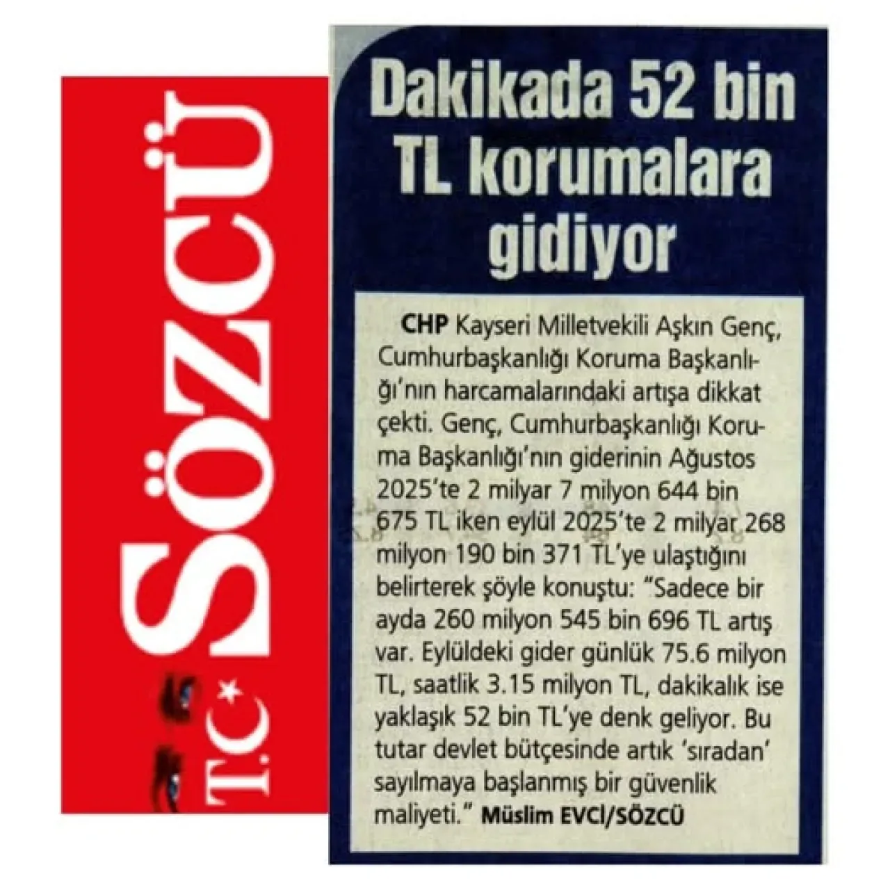 CHP'li Aşkın Genç'ten Koruma Bütçesi Tepkisi CHP'li Aşkın Genç'ten Koruma Bütçesi Tepkisi