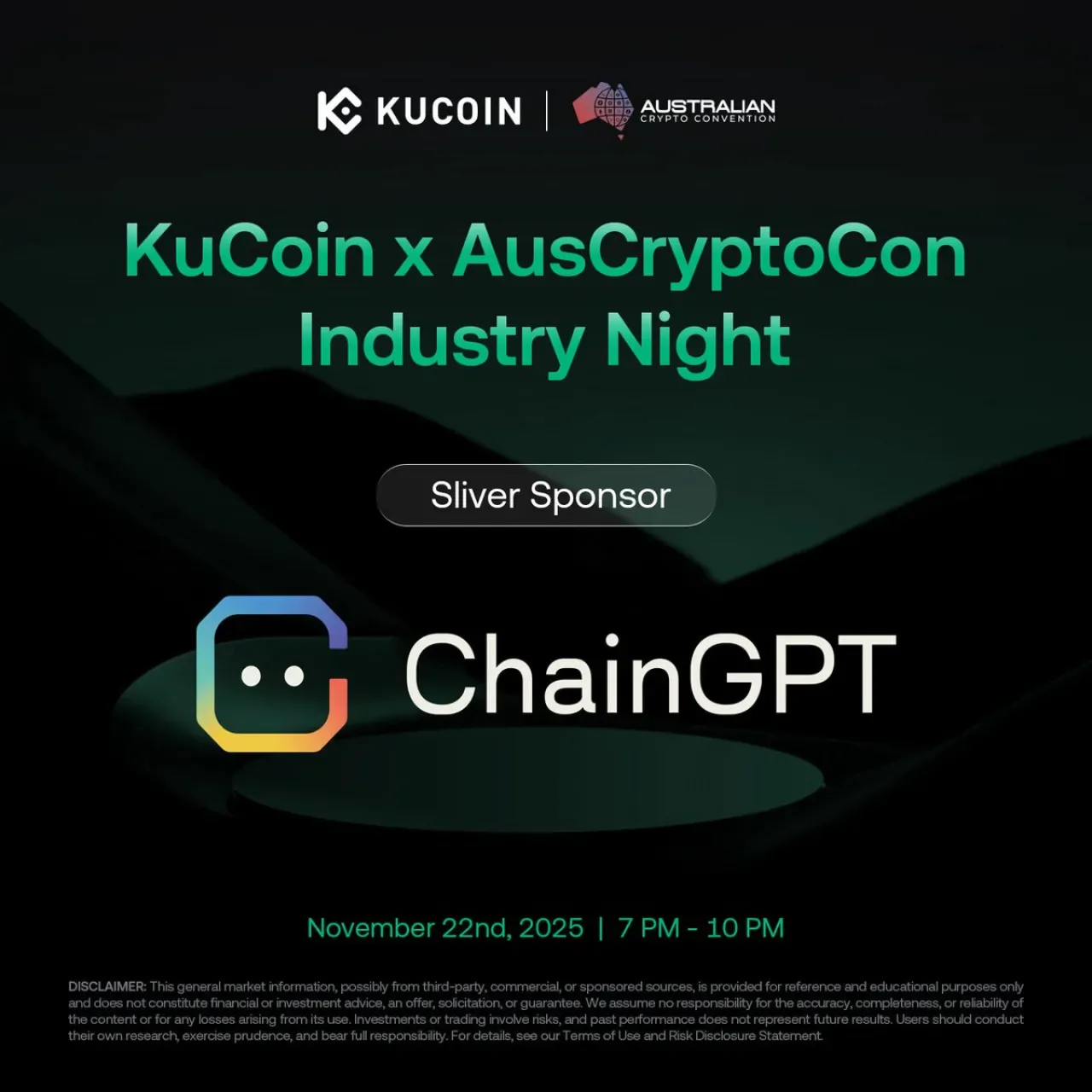 ChainGPT, KuCoin ve AusCryptoCon'un Sydney'deki Endüstri Gecesi'nin Gümüş Sponsoru Oldu ChainGPT, KuCoin ve AusCryptoCon'un Sydney'deki Endüstri Gecesi'nin Gümüş Sponsoru Oldu