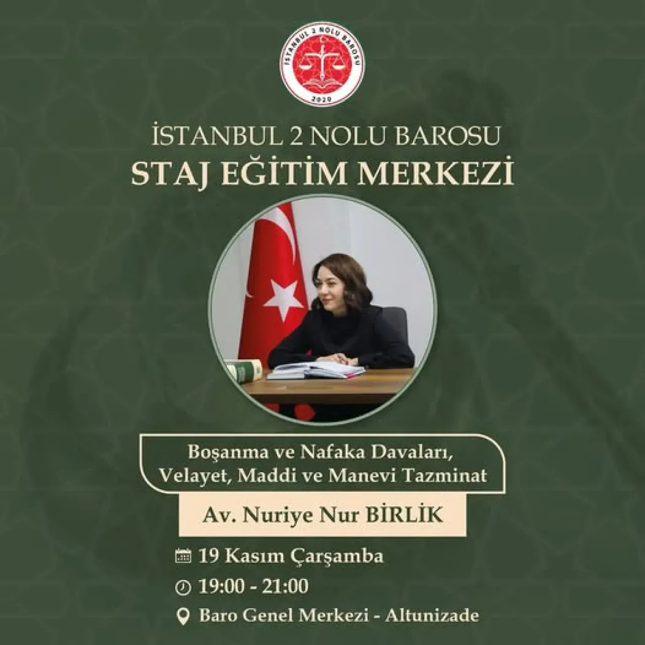 İstanbul Barosu'nda Boşanma ve Nafaka Davaları Eğitimi Düzenleniyor İstanbul Barosu'nda Boşanma ve Nafaka Davaları Eğitimi Düzenleniyor