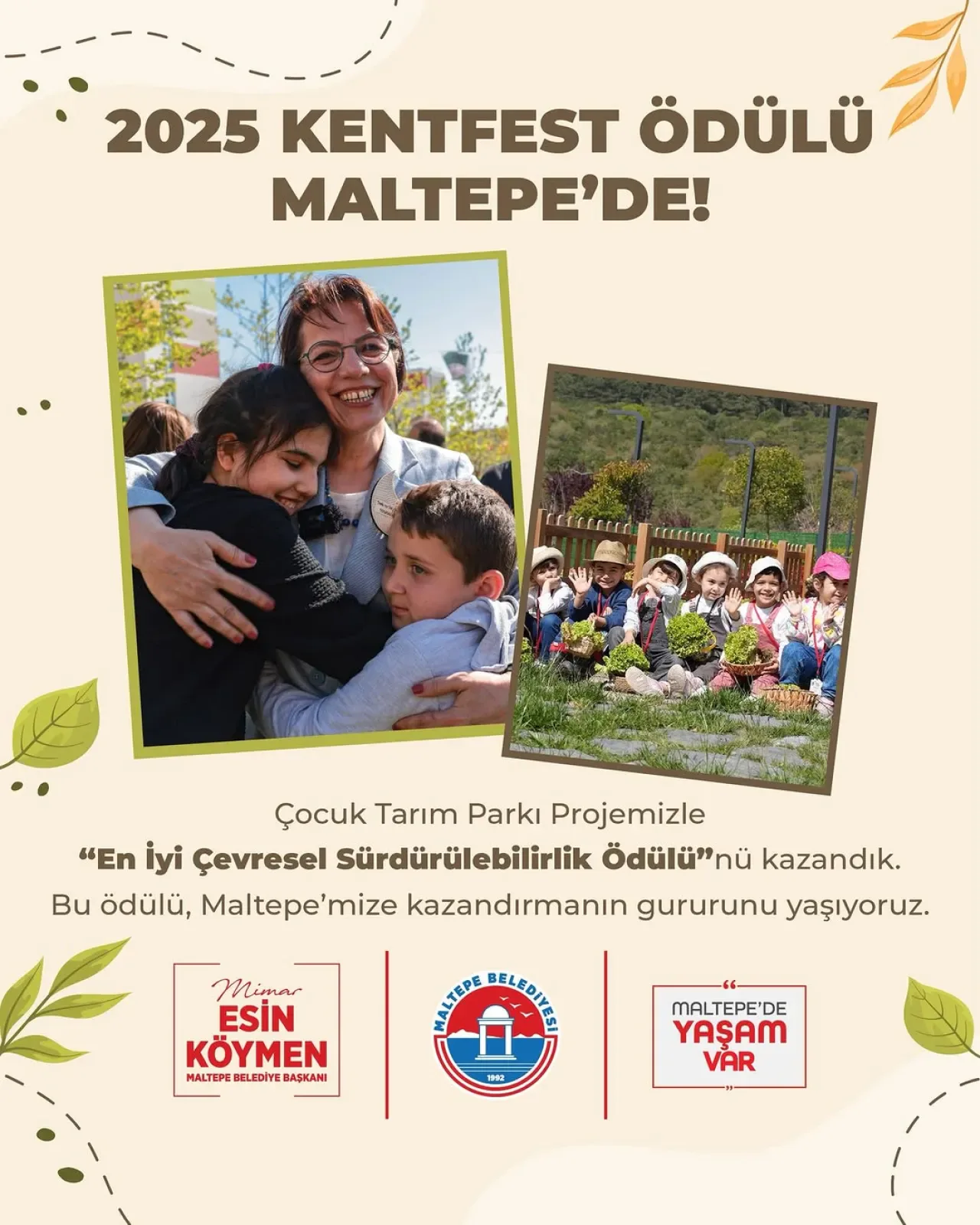 Maltepe Belediyesi'nin Çocuk Tarım Parkı Projesi'ne Prestijli Çevre Ödülü Maltepe Belediyesi'nin Çocuk Tarım Parkı Projesi'ne Prestijli Çevre Ödülü