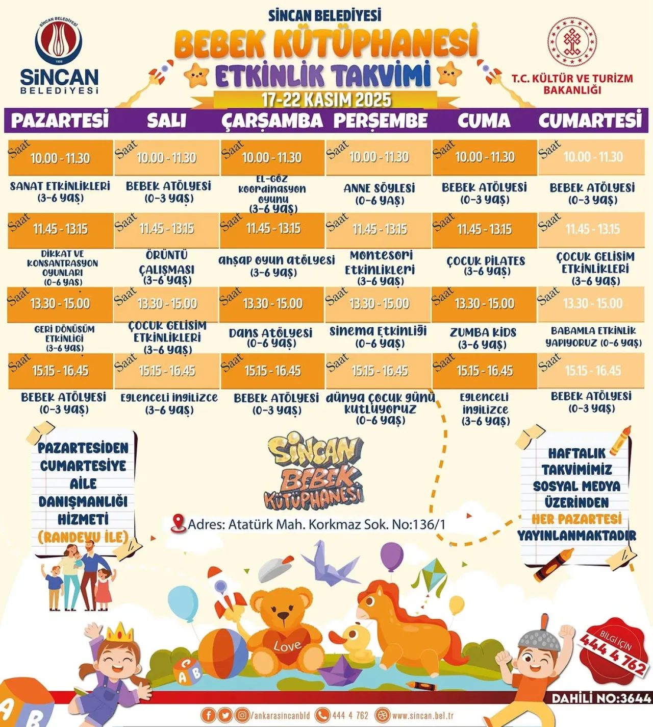Sincan'da Bebek Kütüphanesi Haftalık Etkinlikleri Başlıyor Sincan'da Bebek Kütüphanesi Haftalık Etkinlikleri Başlıyor
