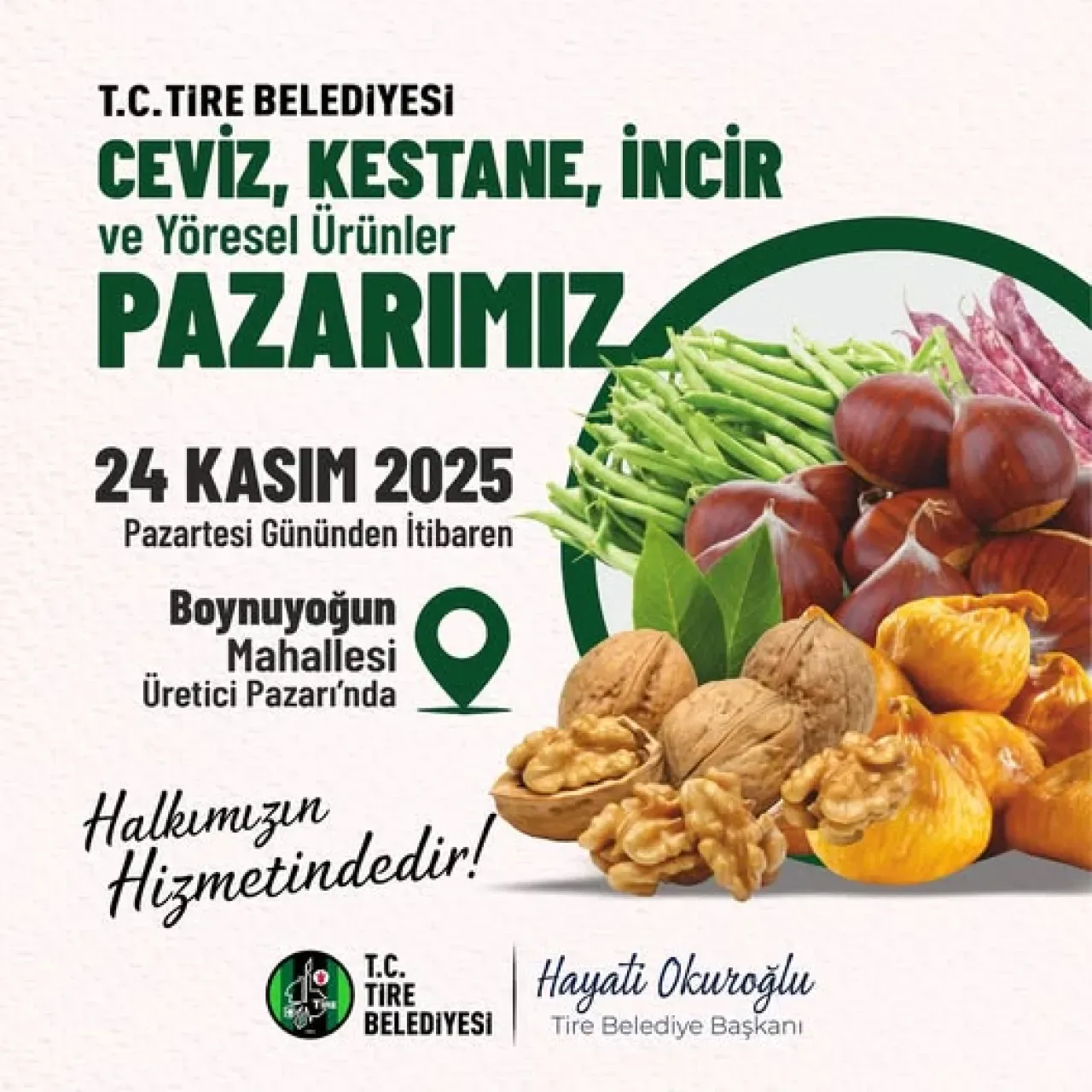 Tire'de Yöresel Ürünler Pazarı Açılıyor: Ceviz, Kestane ve İncir Sofralara Bereket Getirecek Tire'de Yöresel Ürünler Pazarı Açılıyor: Ceviz, Kestane ve İncir Sofralara Bereket Getirecek