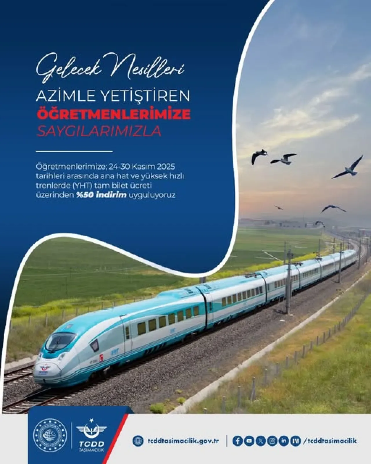 TCDD Taşımacılık Öğretmenlere %50 Tren İndirimi Duyurdu TCDD Taşımacılık Öğretmenlere %50 Tren İndirimi Duyurdu