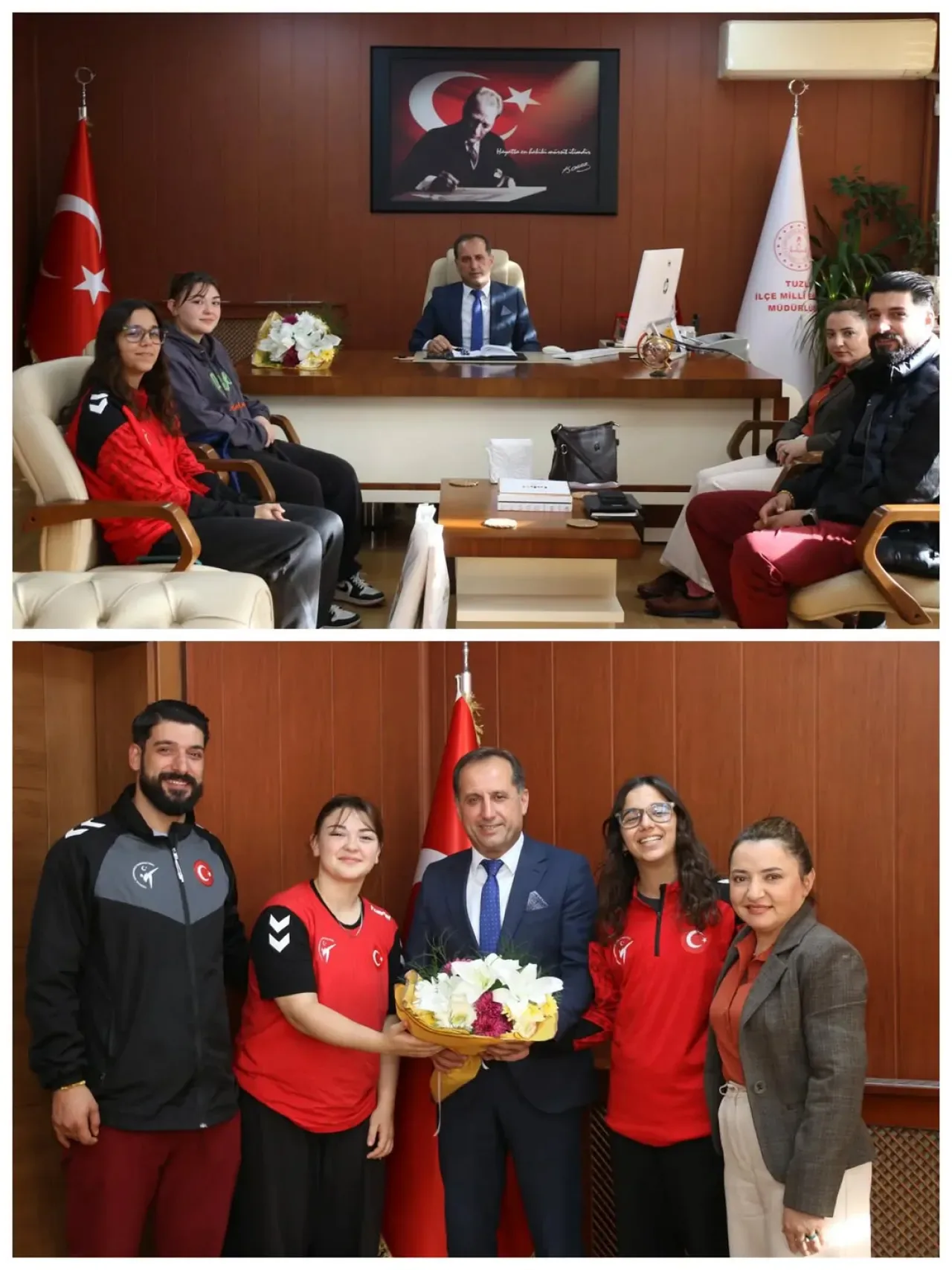 Millî Sporcular Tuzla'da Eğitim Müdürünü Ziyaret Etti Millî Sporcular Tuzla'da Eğitim Müdürünü Ziyaret Etti