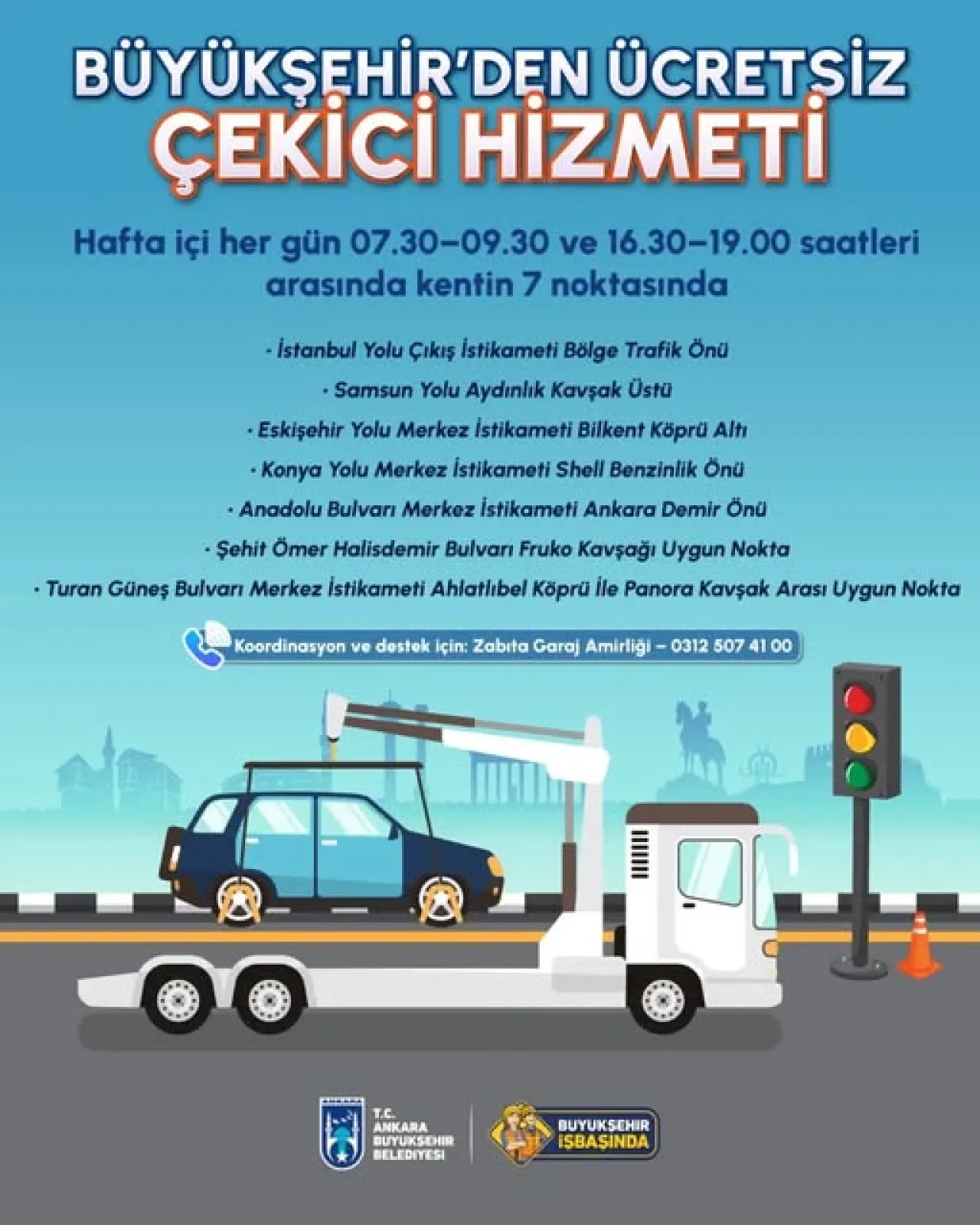 Ankara'da Ücretsiz Çekici Hizmeti Başlıyor Ankara'da Ücretsiz Çekici Hizmeti Başlıyor