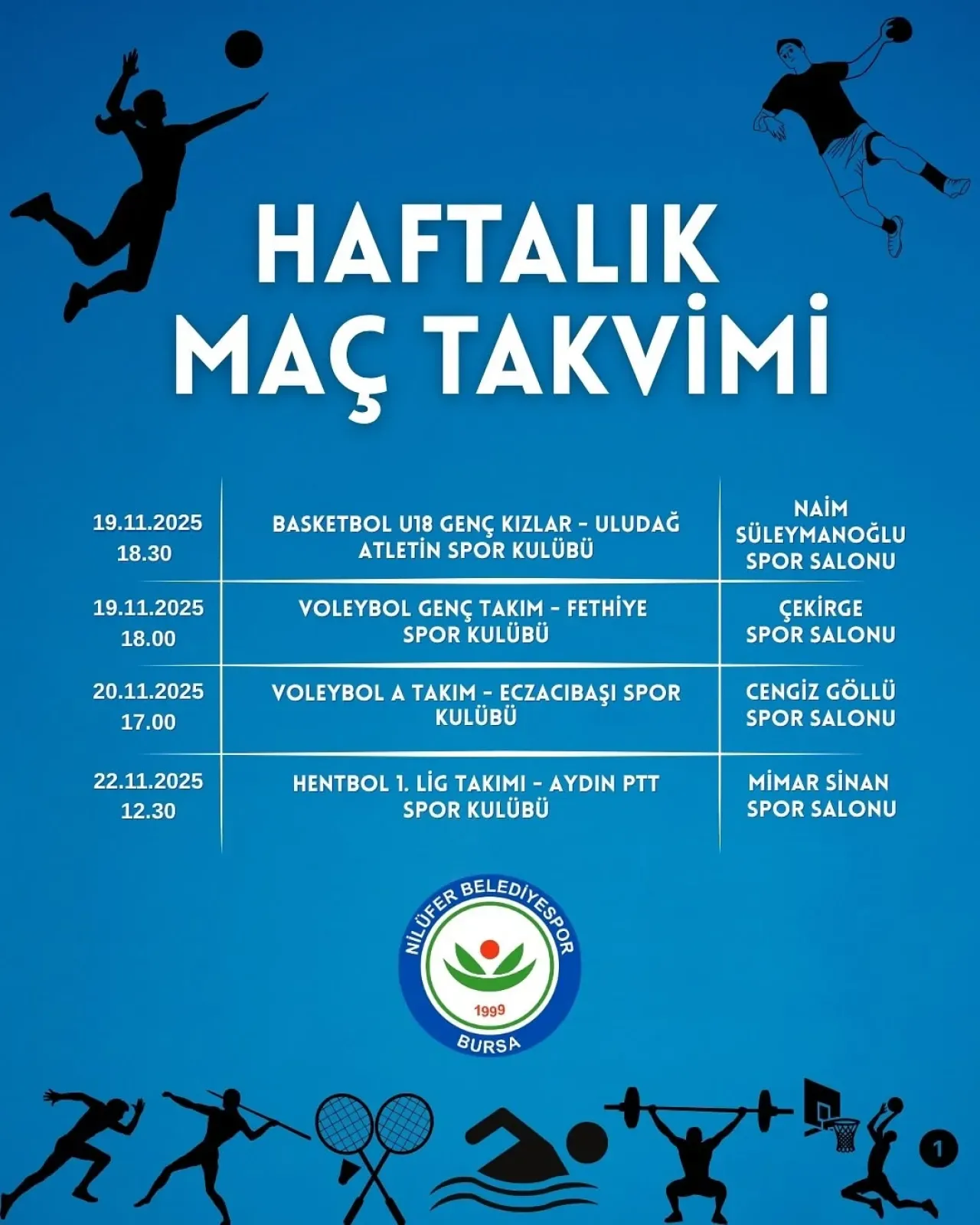 Nilüfer Belediyespor, 19-23 Kasım'da Sahnelenecek Müsabakalar İçin Hazır Nilüfer Belediyespor, 19-23 Kasım'da Sahnelenecek Müsabakalar İçin Hazır