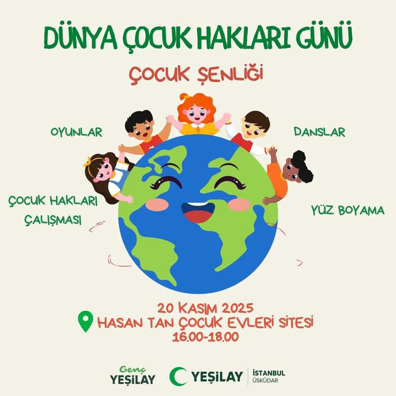 Yeşilay Üsküdar, Dünya Çocuk Hakları Günü'nü Şenlikle Kutlayacak Yeşilay Üsküdar, Dünya Çocuk Hakları Günü'nü Şenlikle Kutlayacak