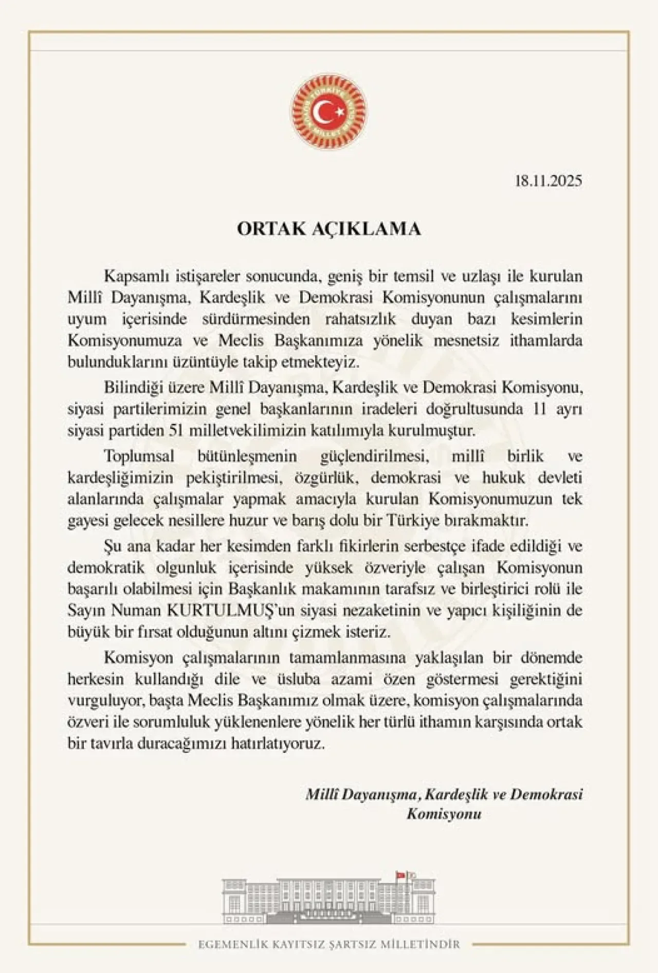 Meclis'te Siyasi Nezaket ve Üslup Vurgusu Meclis'te Siyasi Nezaket ve Üslup Vurgusu
