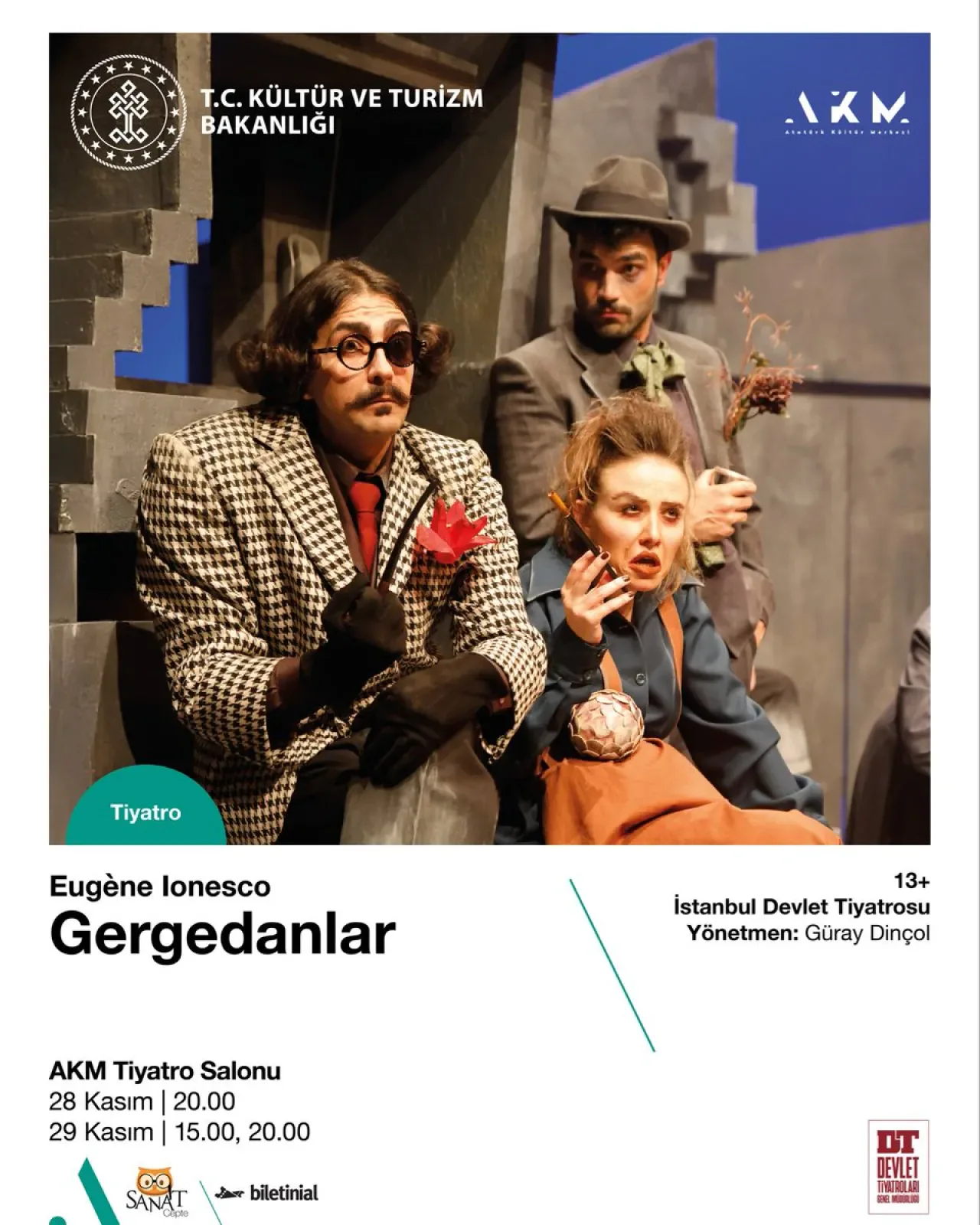 İstanbul Devlet Tiyatrosu, Ionesco'nun Gergedanlar Oyununu AKM'de Sahneliyor İstanbul Devlet Tiyatrosu, Ionesco'nun Gergedanlar Oyununu AKM'de Sahneliyor