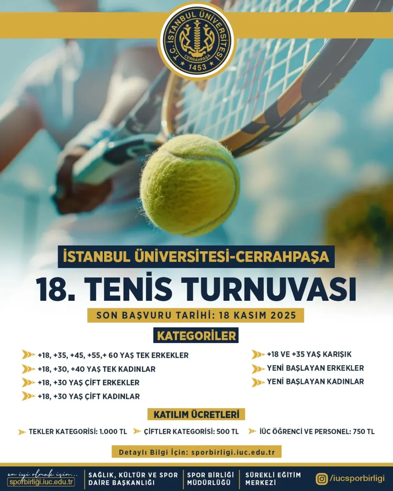 İstanbul Üniversitesi Cerrahpaşa 18. Geleneksel Tenis Turnuvası Başlıyor İstanbul Üniversitesi Cerrahpaşa 18. Geleneksel Tenis Turnuvası Başlıyor