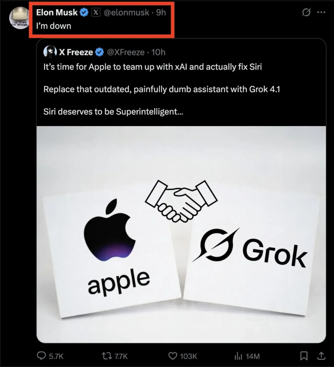 Elon Musk'tan Apple İş Birliği Açıklaması: "Siri'yi Geliştirmek İçin Hazırım" Elon Musk'tan Apple İş Birliği Açıklaması: "Siri'yi Geliştirmek İçin Hazırım"