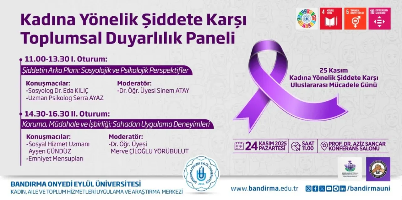 Bandırma 17 Eylül Üniversitesi'nde Kadına Yönelik Şiddetle Mücadele Paneli Bandırma 17 Eylül Üniversitesi'nde Kadına Yönelik Şiddetle Mücadele Paneli