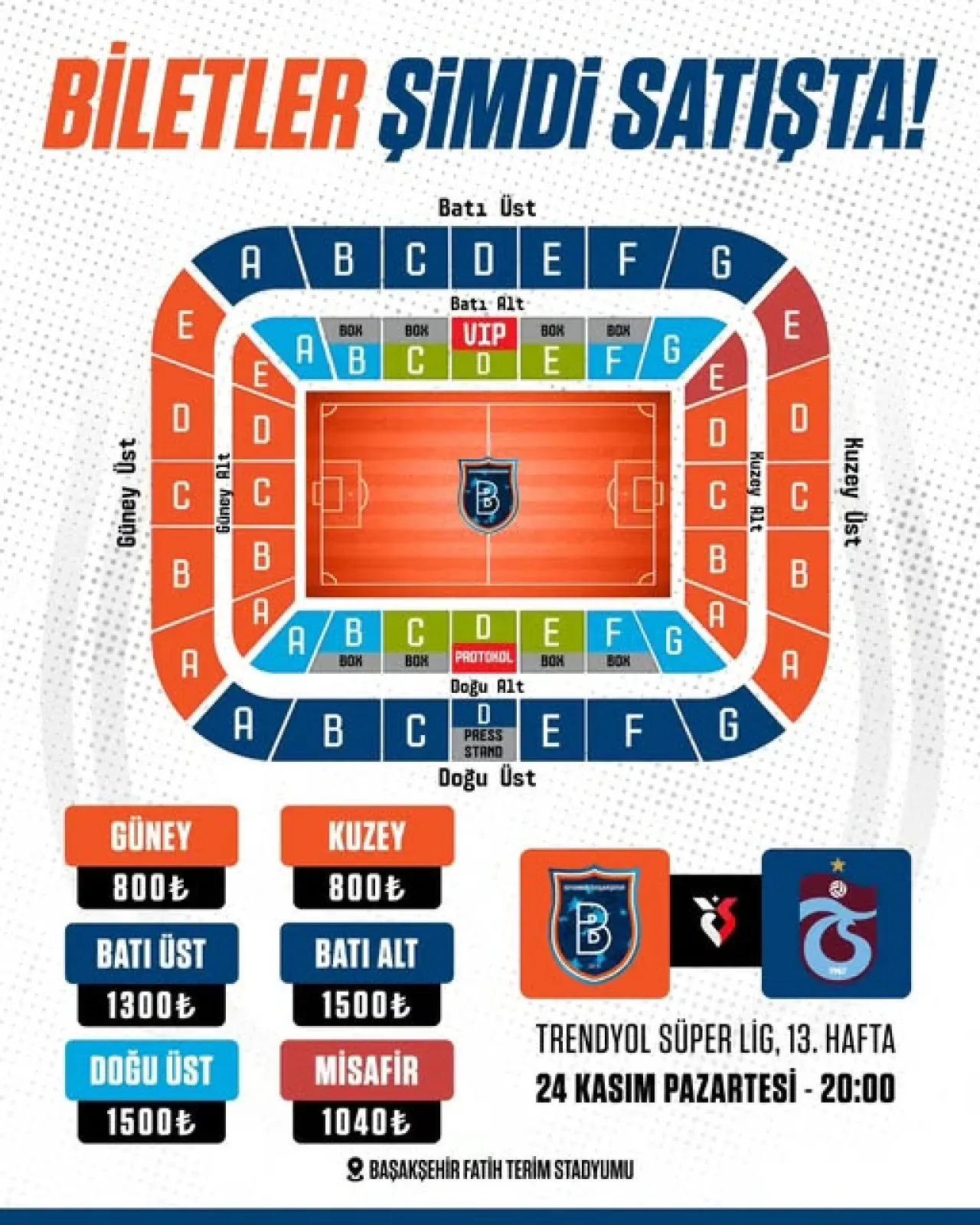 İstanbul Başakşehir - Trabzonspor Maç Biletleri Satışa Çıktı İstanbul Başakşehir - Trabzonspor Maç Biletleri Satışa Çıktı