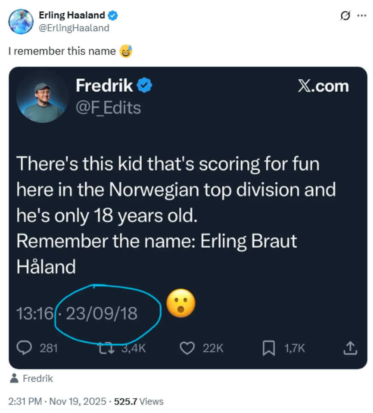 Norveç Ligi'nde 18 Yaşında Bir Yıldız: "Bu İsmi Unutmayın" Norveç Ligi'nde 18 Yaşında Bir Yıldız: "Bu İsmi Unutmayın"