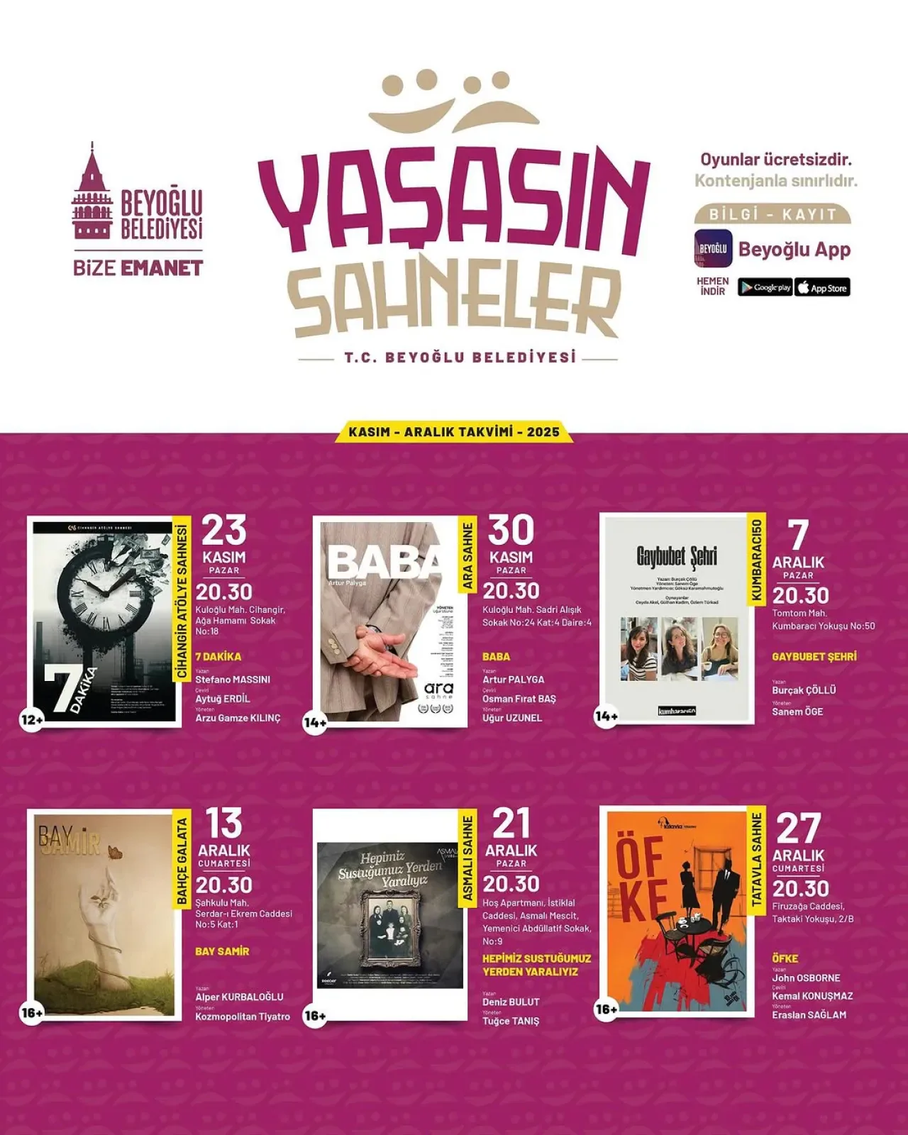Beyoğlu'nda Sanat Dolu Günler: "Beyoğlu Yaşasın Sahneler" Tiyatro Festivali Başlıyor Beyoğlu'nda Sanat Dolu Günler: "Beyoğlu Yaşasın Sahneler" Tiyatro Festivali Başlıyor