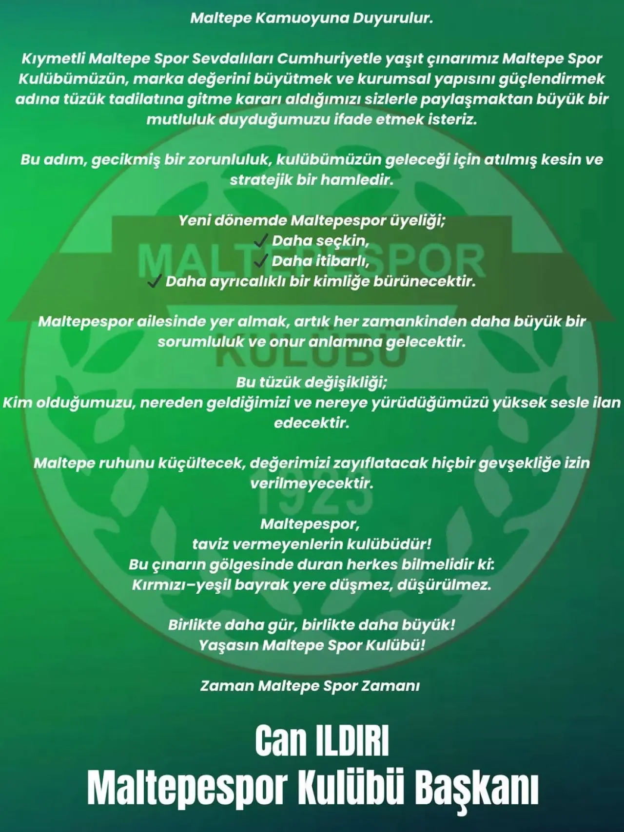 Maltepespor, Kurumsal Yapısını Güçlendirmek İçin Tüzük Değişikliğine Gidiyor Maltepespor, Kurumsal Yapısını Güçlendirmek İçin Tüzük Değişikliğine Gidiyor