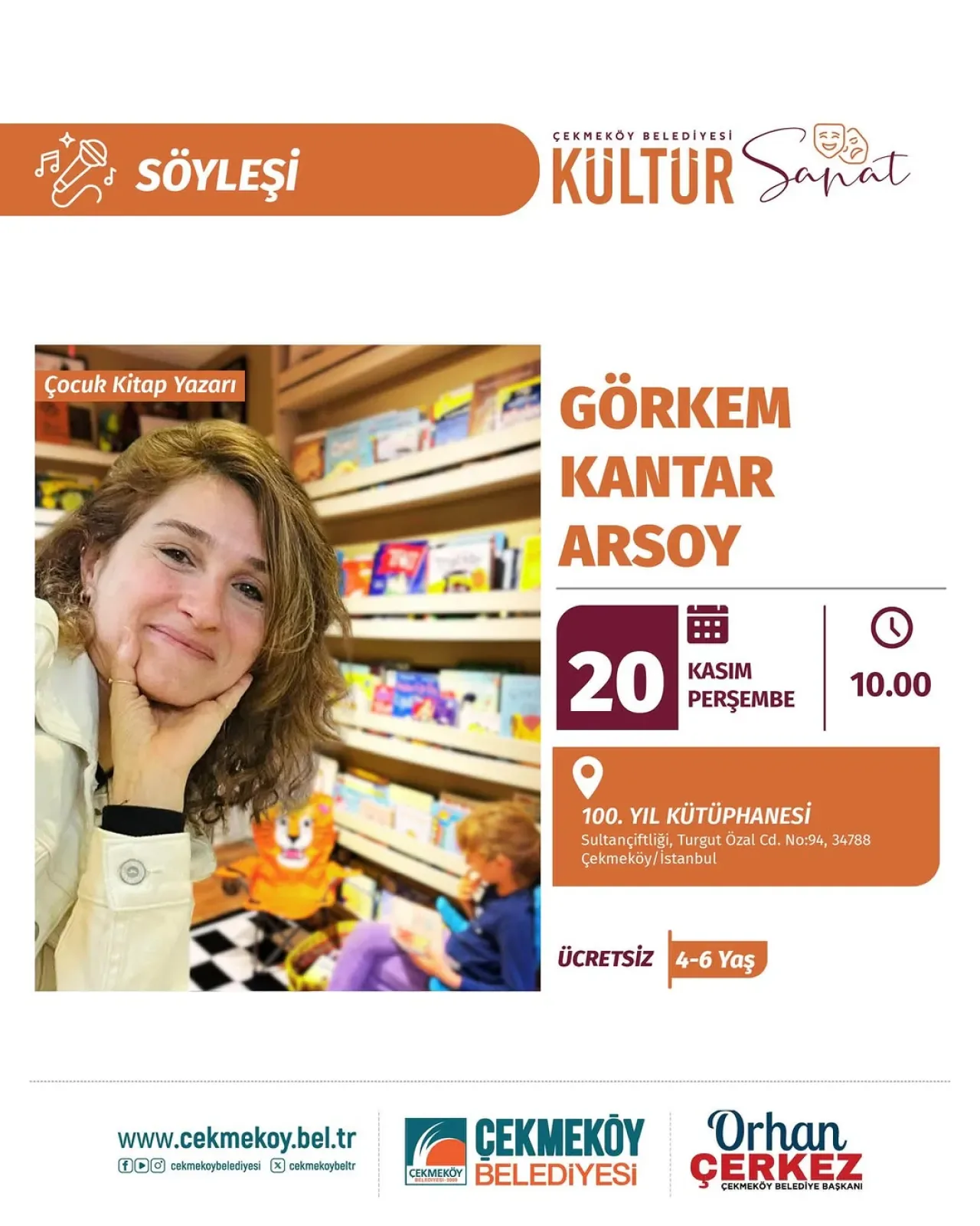 Çekmeköy'de Minik Kitapseverler, Yazar Görkem Kantar Arsoy ile Buluşuyor Çekmeköy'de Minik Kitapseverler, Yazar Görkem Kantar Arsoy ile Buluşuyor