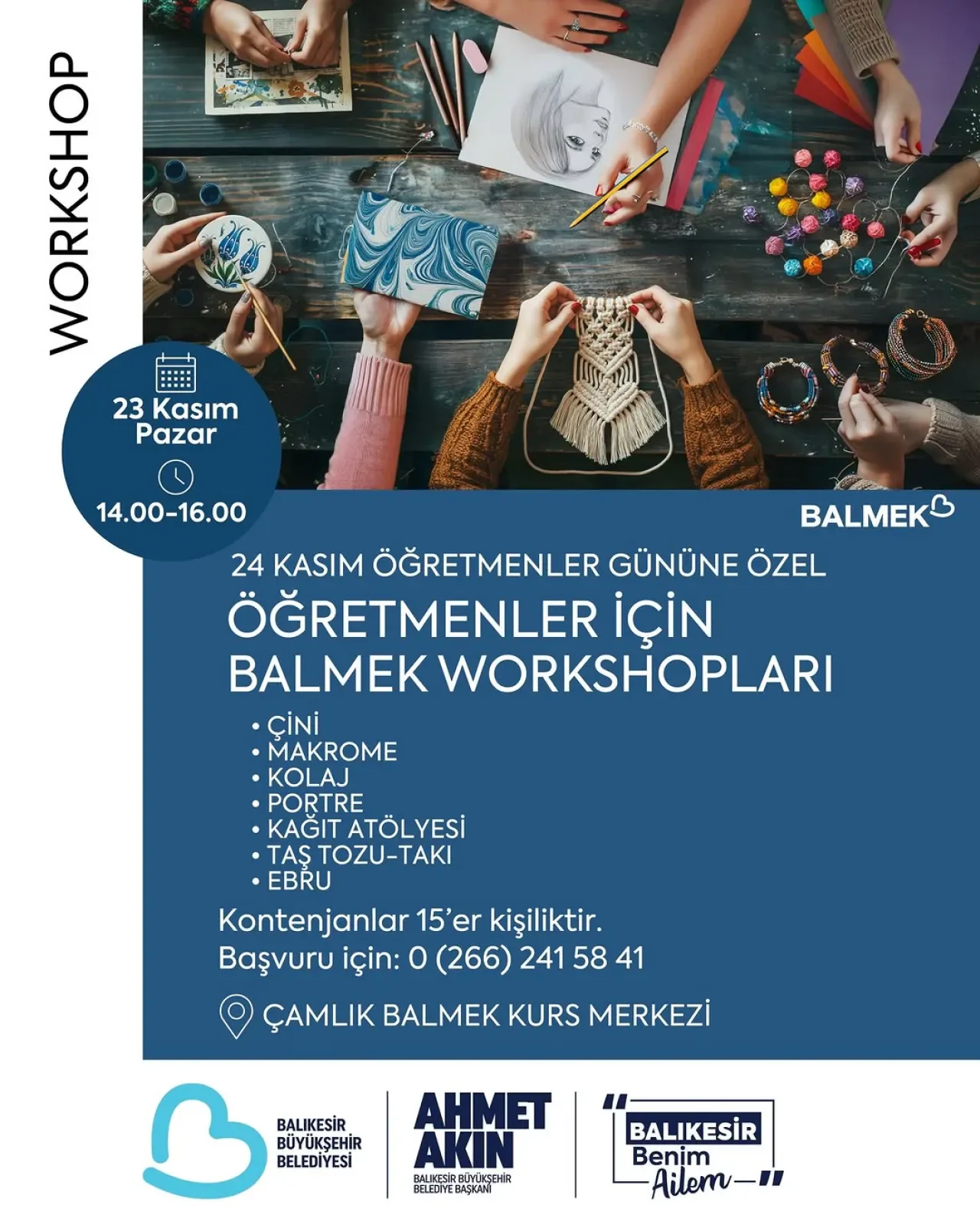 Balıkesir'de Öğretmenler Günü'ne Özel Workshop Etkinliği Balıkesir'de Öğretmenler Günü'ne Özel Workshop Etkinliği