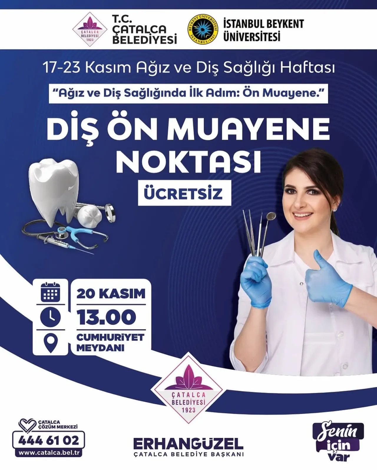Çatalca'da Ücretsiz Diş Ön Muayenesi: 20 Kasım'da Cumhuriyet Meydanı'nda Çatalca'da Ücretsiz Diş Ön Muayenesi: 20 Kasım'da Cumhuriyet Meydanı'nda