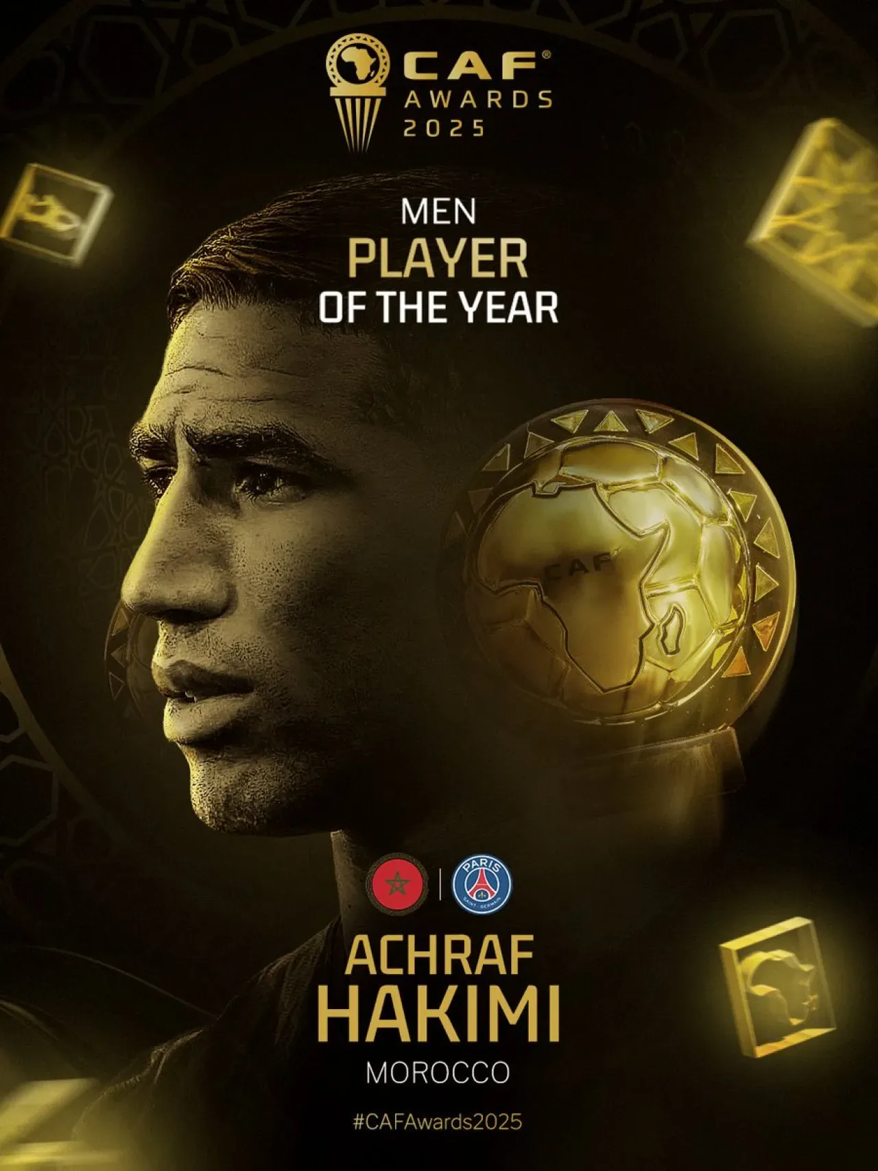 Achraf Hakimi, Afrika'da Yılın Futbolcusu Ödülünü Kucakladı Achraf Hakimi, Afrika'da Yılın Futbolcusu Ödülünü Kucakladı