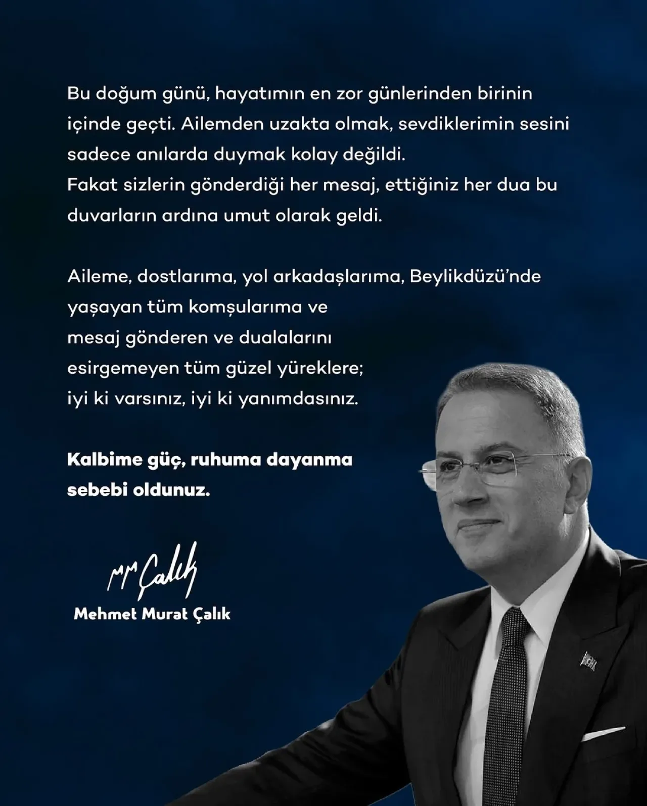 Beylikdüzü Belediye Başkanı'ndan Duygusal Doğum Günü Mesajı: "Sizlerin Dua ve Mesajları Umut Oldu" Beylikdüzü Belediye Başkanı'ndan Duygusal Doğum Günü Mesajı: "Sizlerin Dua ve Mesajları Umut Oldu"